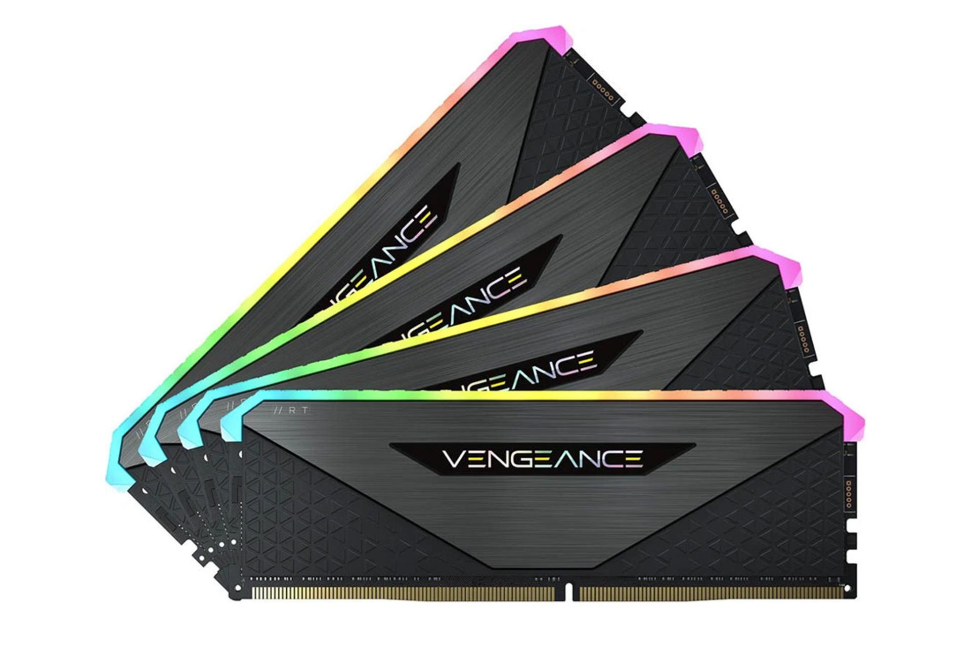 رم کورسیر VENGEANCE RGB RT ظرفیت 32 گیگابایت (2x16) از نوع DDR4-4600 نمای روبرو