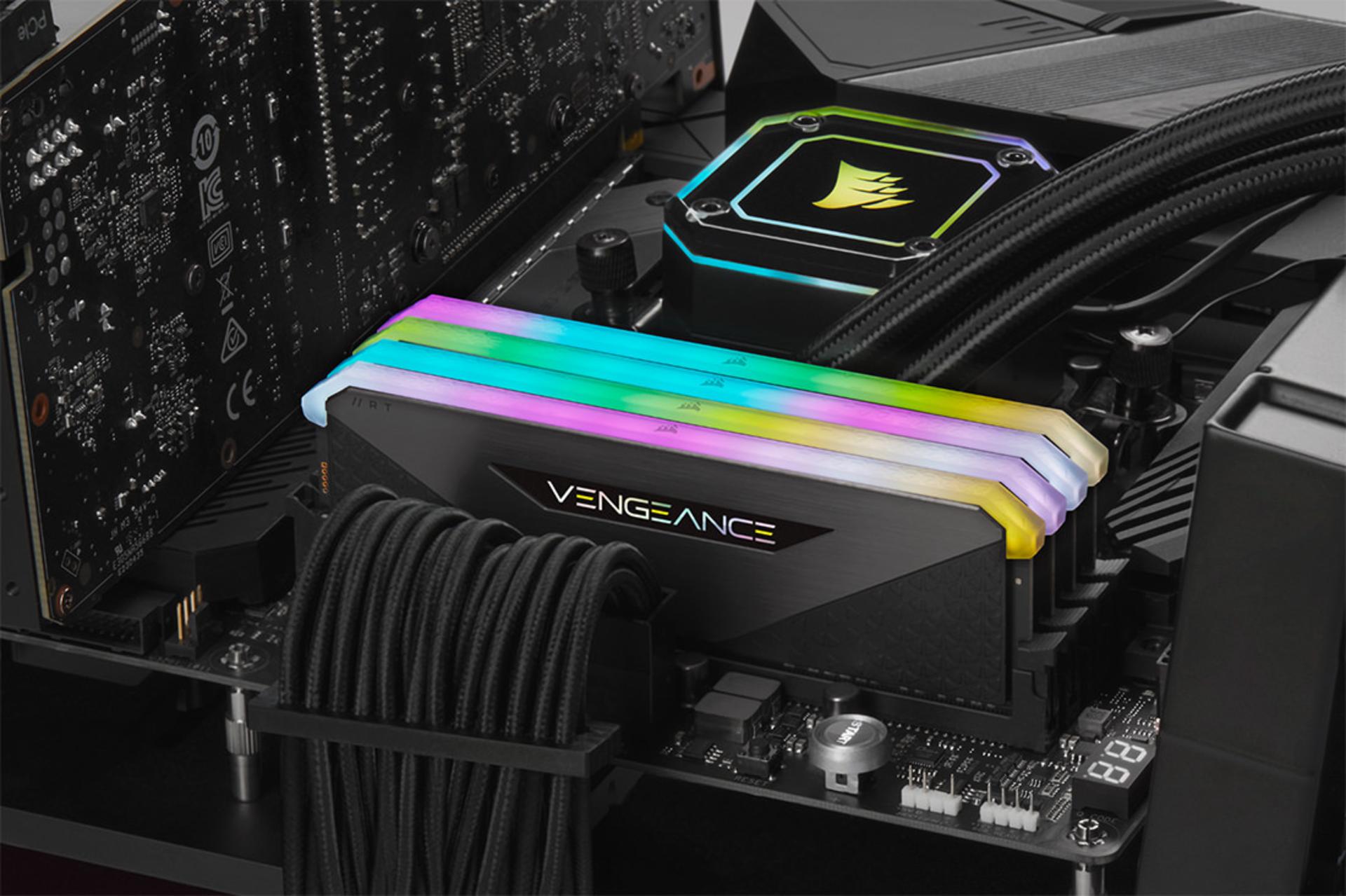 رم کورسیر VENGEANCE RGB RT ظرفیت 32 گیگابایت (2x16) از نوع DDR4-4600 نصب روی مادربرد