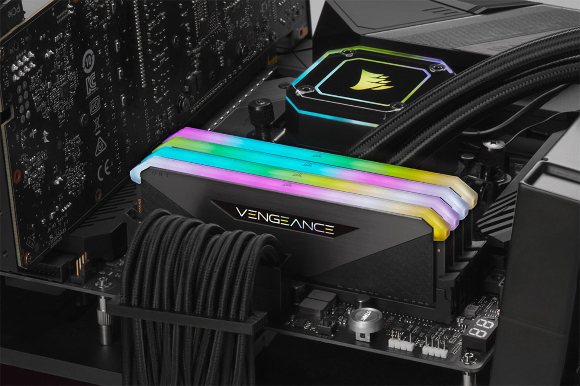 رم کورسیر VENGEANCE RGB RT ظرفیت 32 گیگابایت (2x16) از نوع DDR4-4600 نصب روی مادربرد