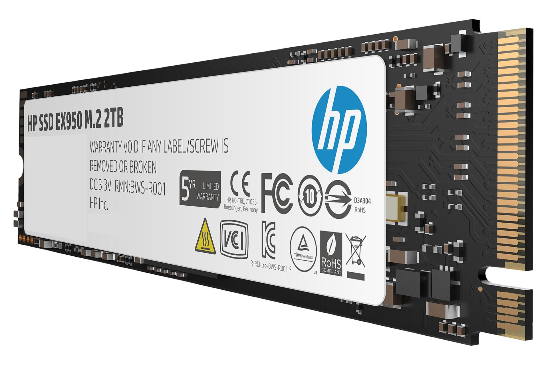 نمای راست SSD اچ پی EX950 NVMe M.2 ظرفیت 2 ترابایت