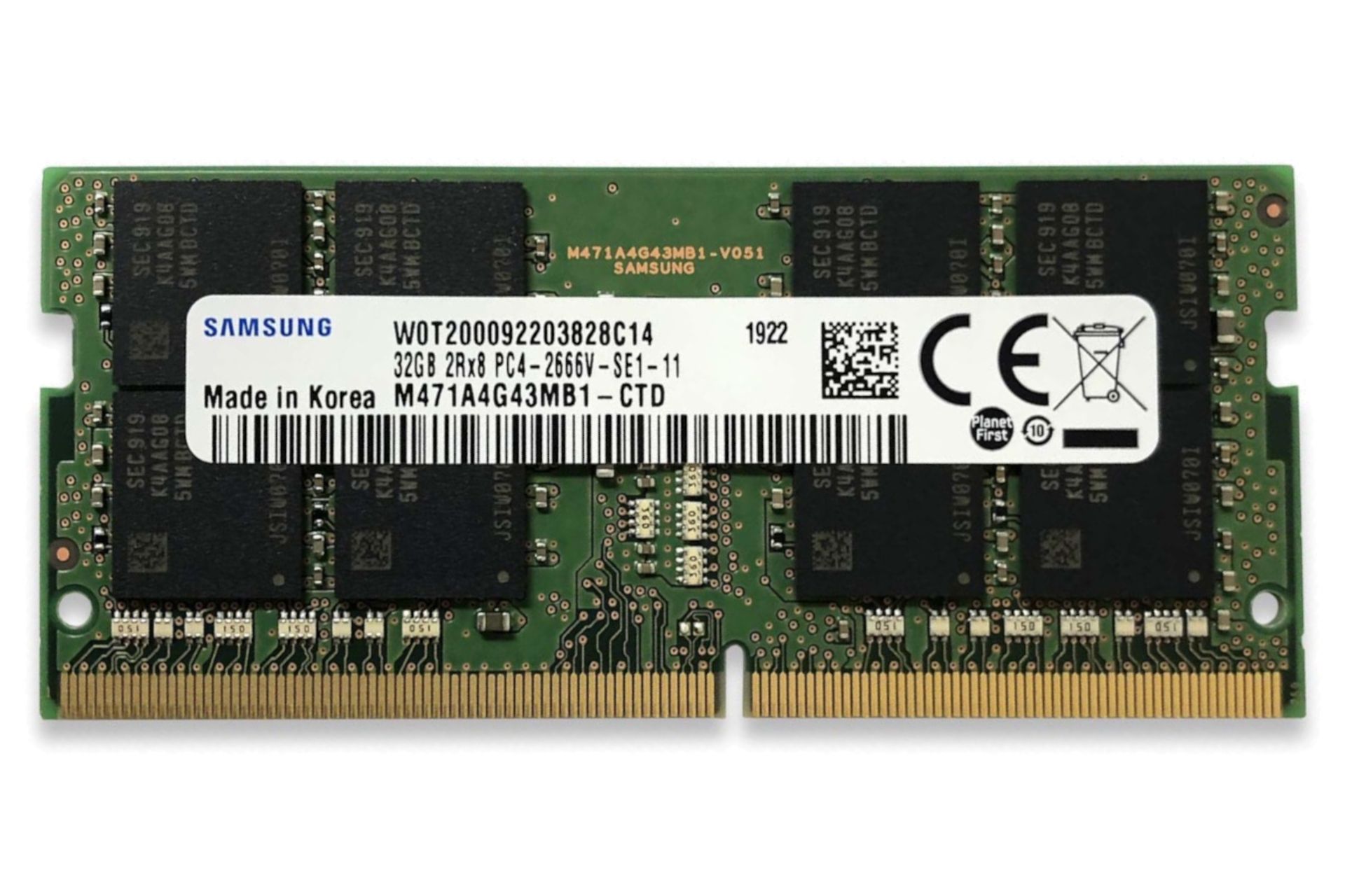 رم سامسونگ M471A4G43MB1-CTD ظرفیت 32 گیگابایت از نوع DDR4-2666
