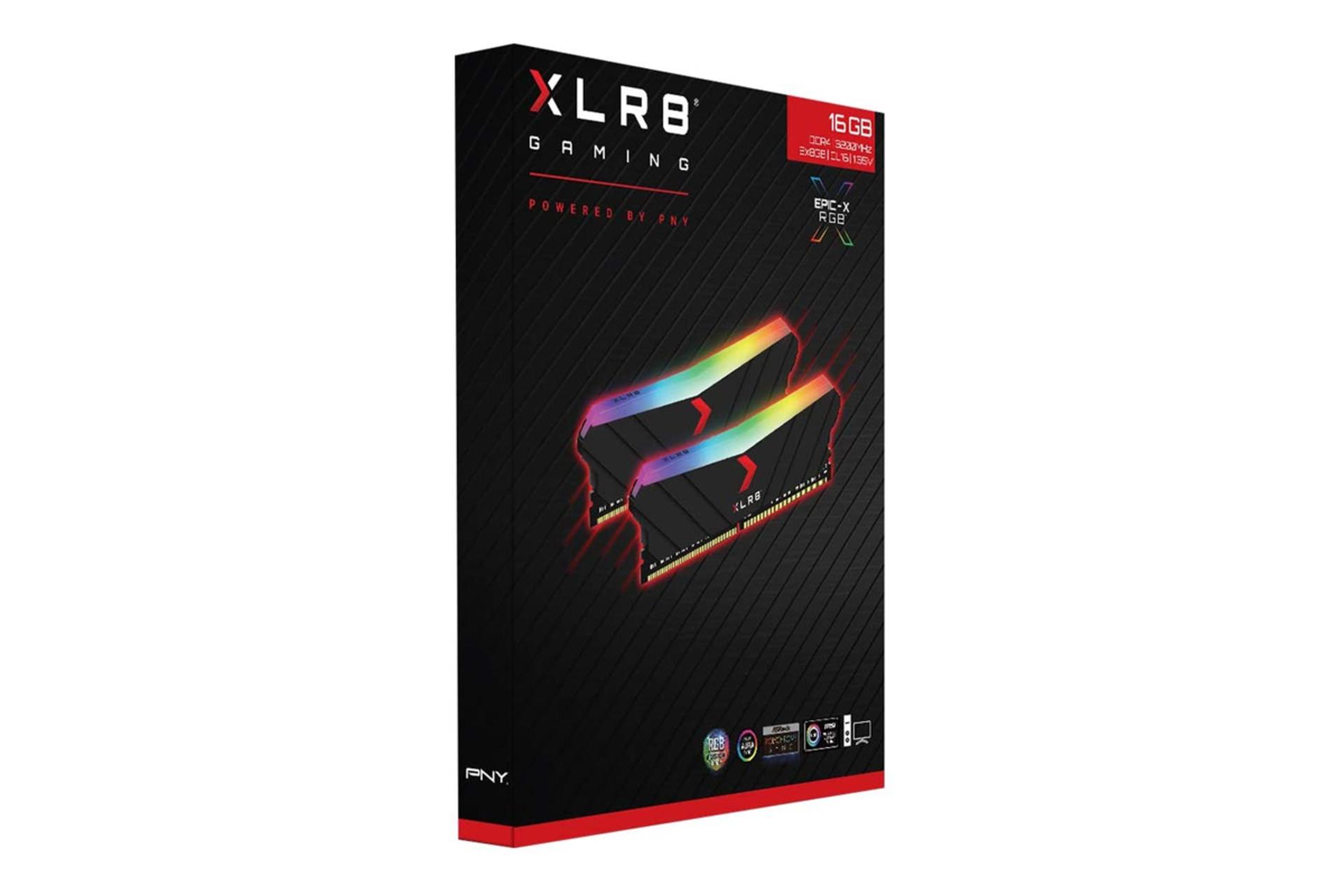 جعبه رم پی ان وای XLR8 EPIC-X RGB ظرفیت 16 گیگابایت (2x8) از نوع DDR4-3200