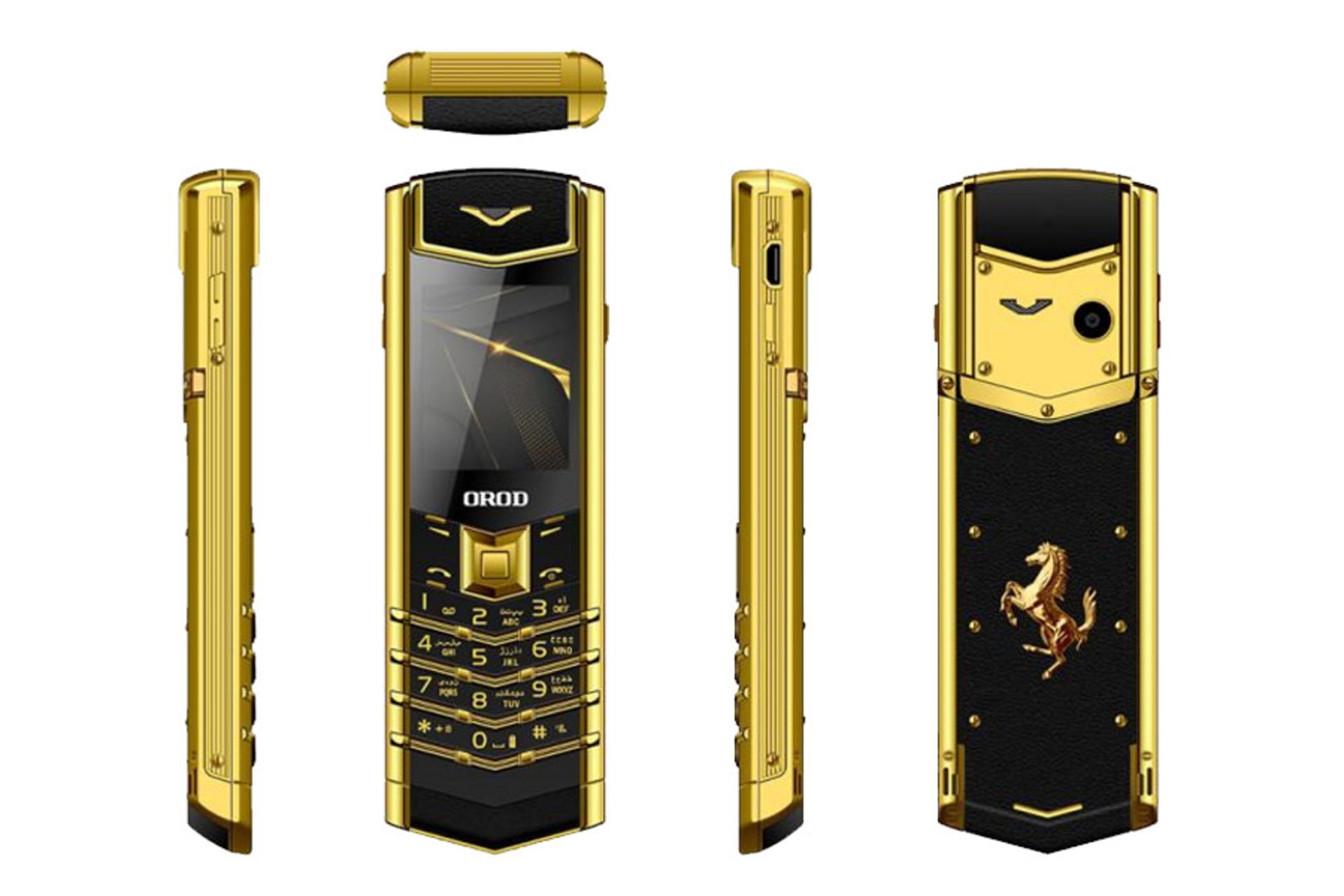 نمای جلو، پشت و لبه های موبایل امپایر 2020 ارد رنگ مشکی و طلایی