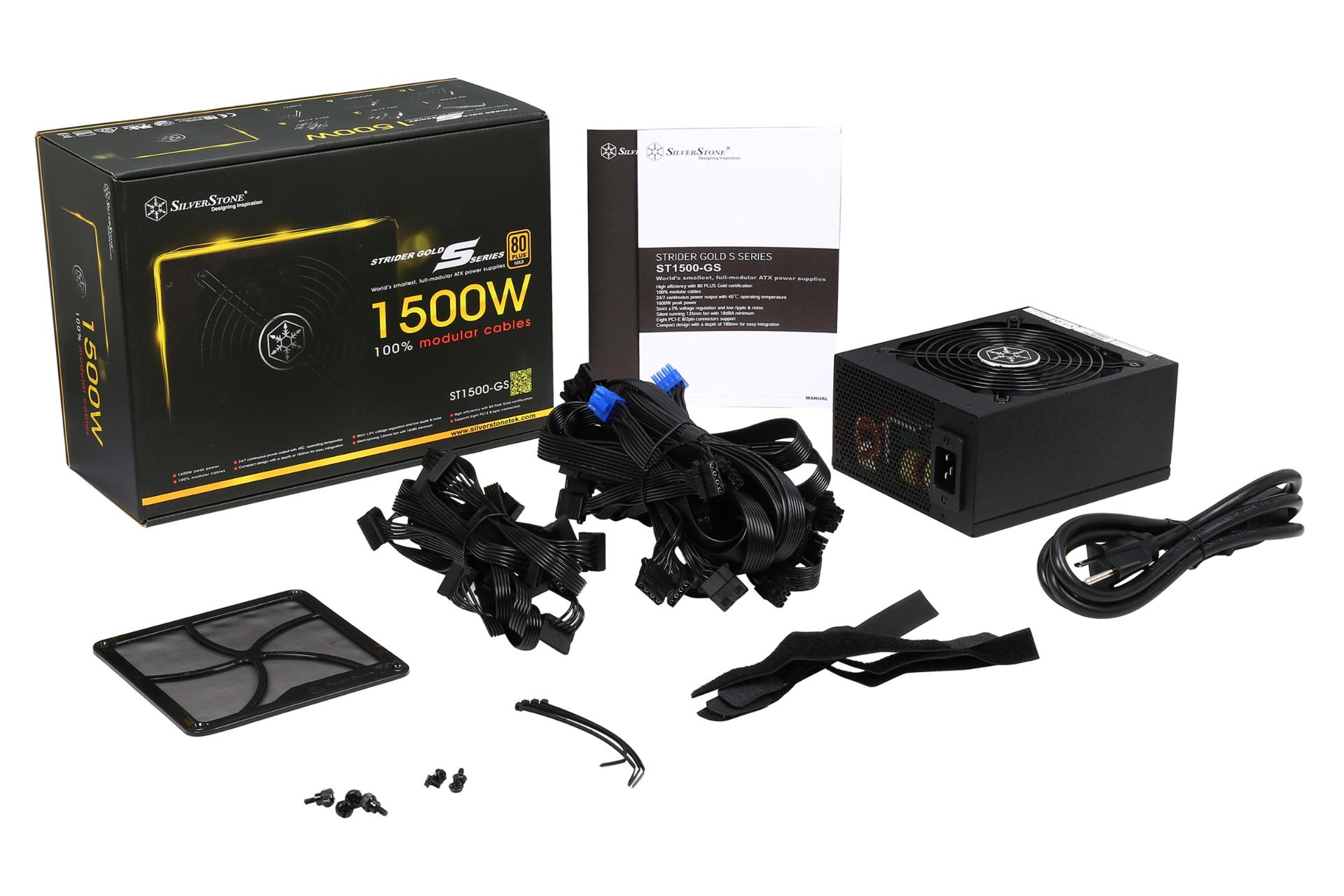 نمای اقلام همراه پاور کامپیوتر سیلور استون ST1500-GS با توان 1500 وات