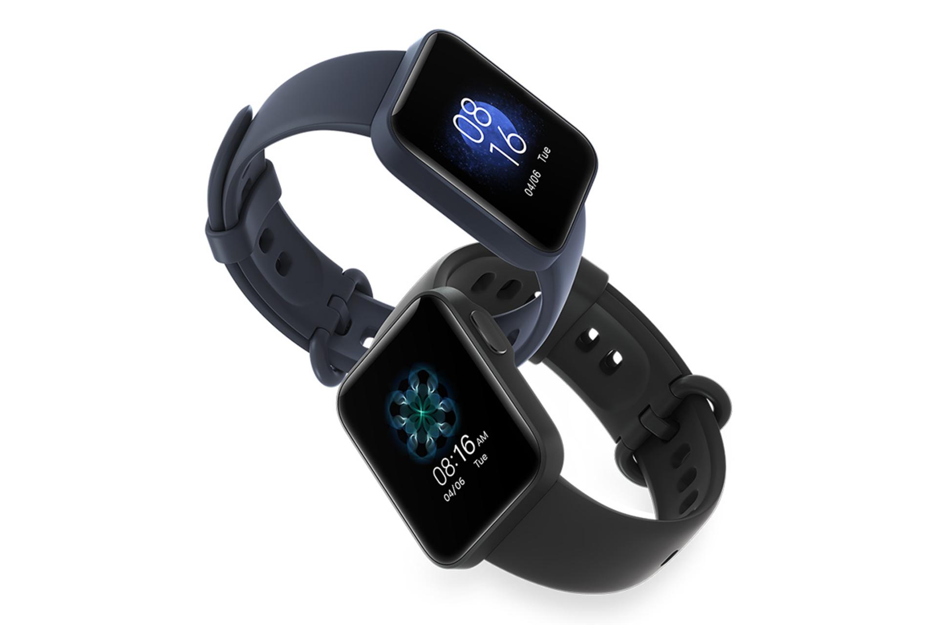 دو نار ساعت هوشمند شیائومی می واچ لایت رنگ آبی و مشکی