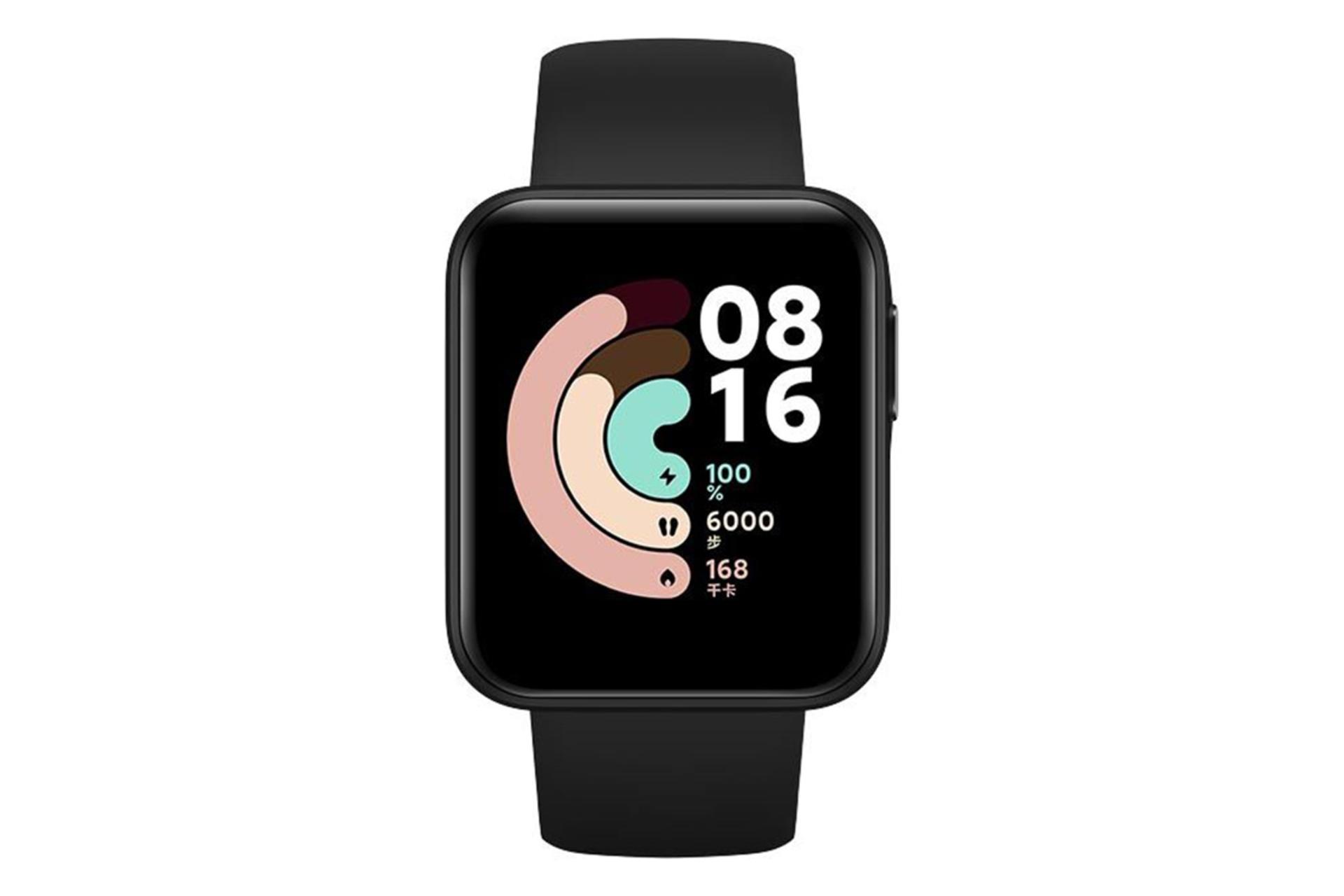 نمای جلو نار ساعت هوشمند شیائومی می واچ لایت رنگ مشکی