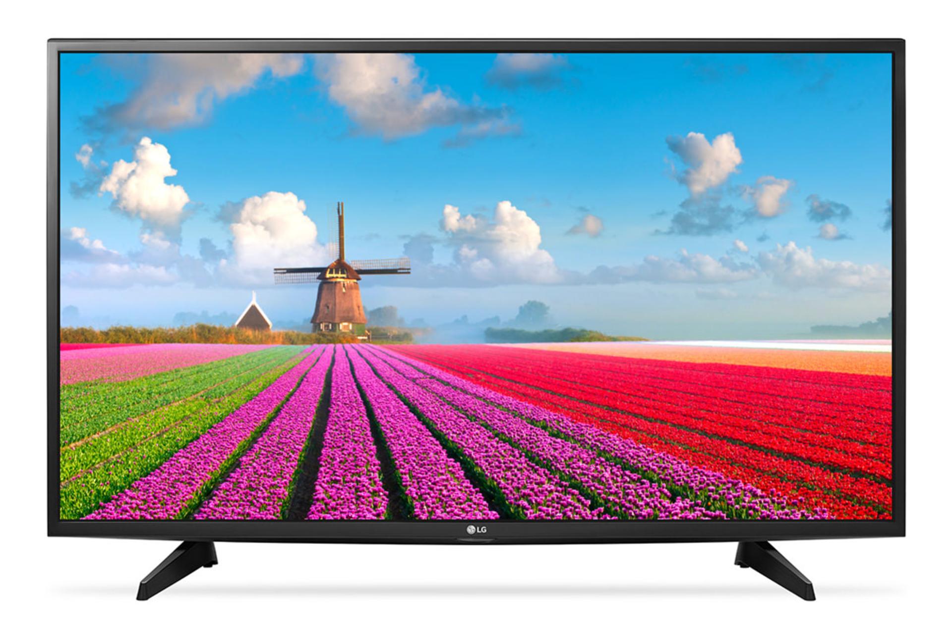نمای جلو تلویزیون ال جی LJ52100 مدل 43 اینچ با رنگ مشکی و صفحه روشن