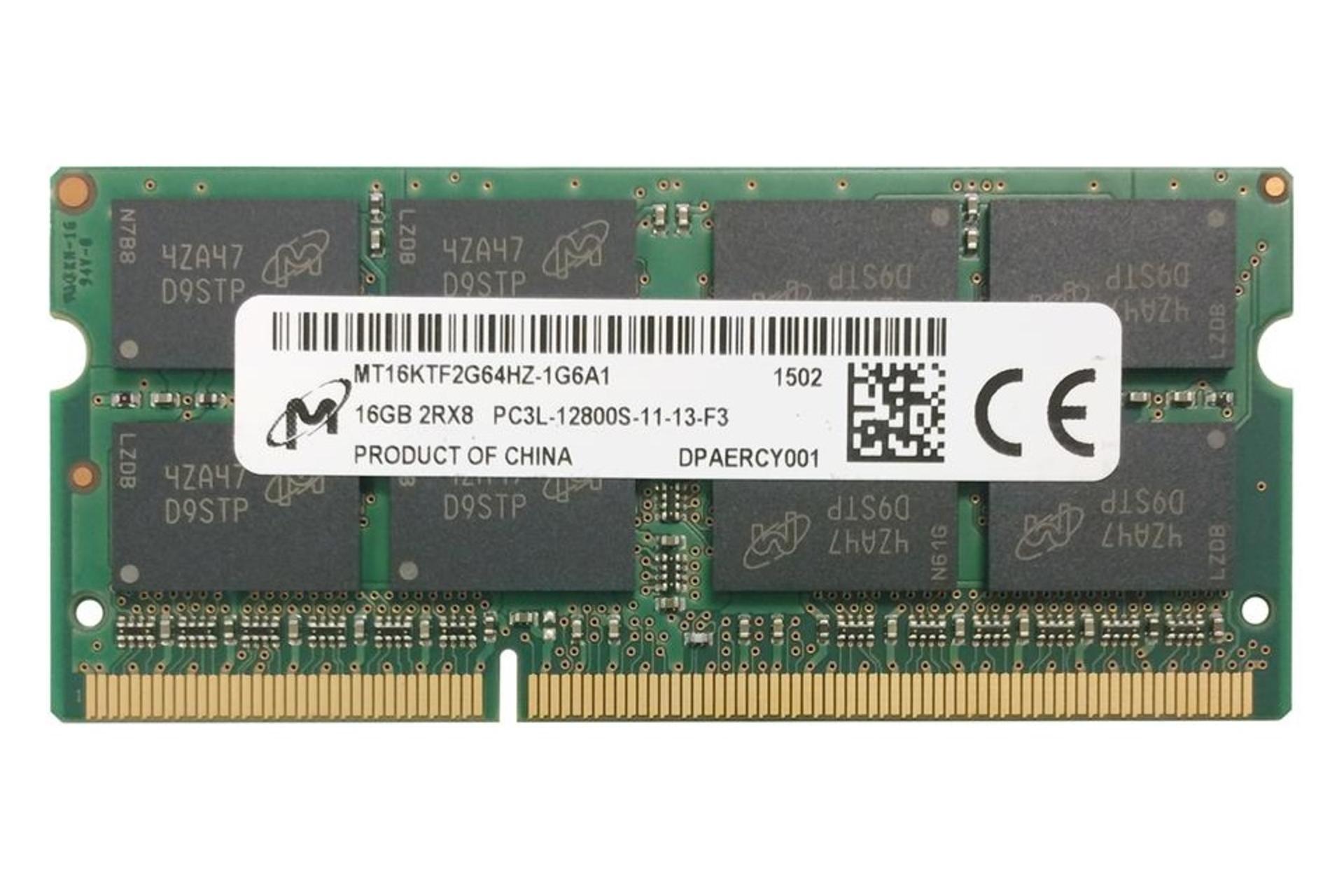 رم مایکرون Micron MT16KTF2G64HZ-1G6A1 16GB DDR3L-1600 CL11 ظرفیت 16 گیگابایت از نوع DDR3L-1600