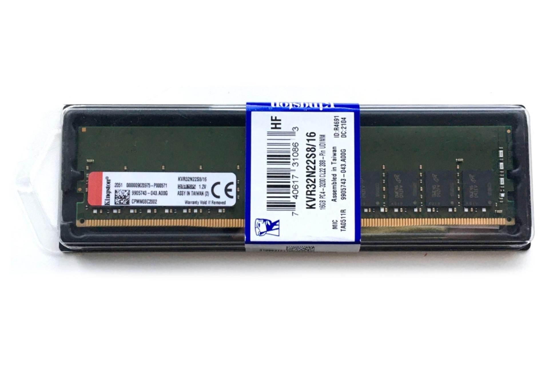 پکیج رم کینگستون ValueRAM KVR32N22S8/16 ظرفیت 16 گیگابایت از نوع DDR4-3200