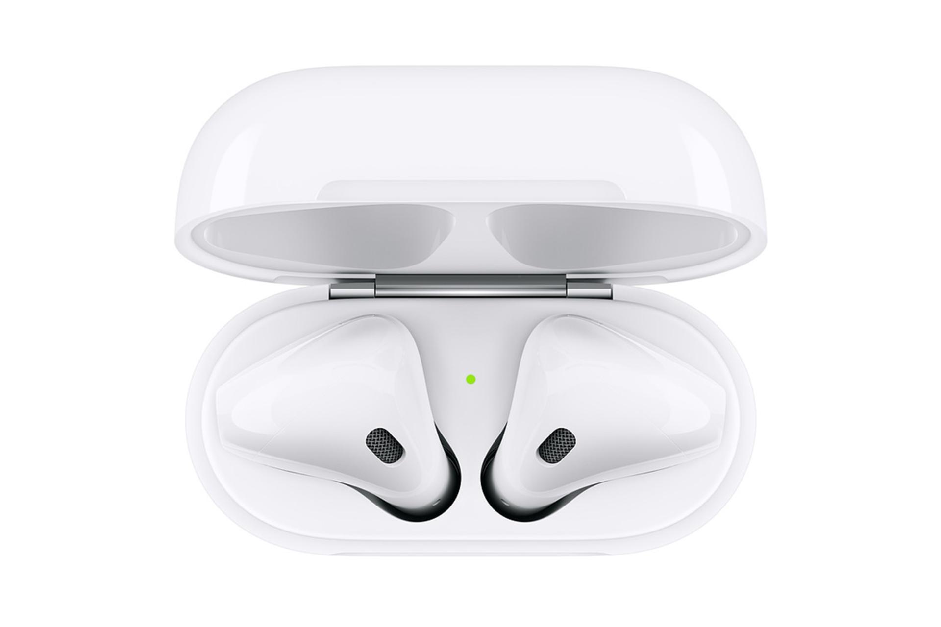 نمای بالا اپل ایرپادز نسل دوم / Apple AirPods 2nd Gen در درون کیس شارژ