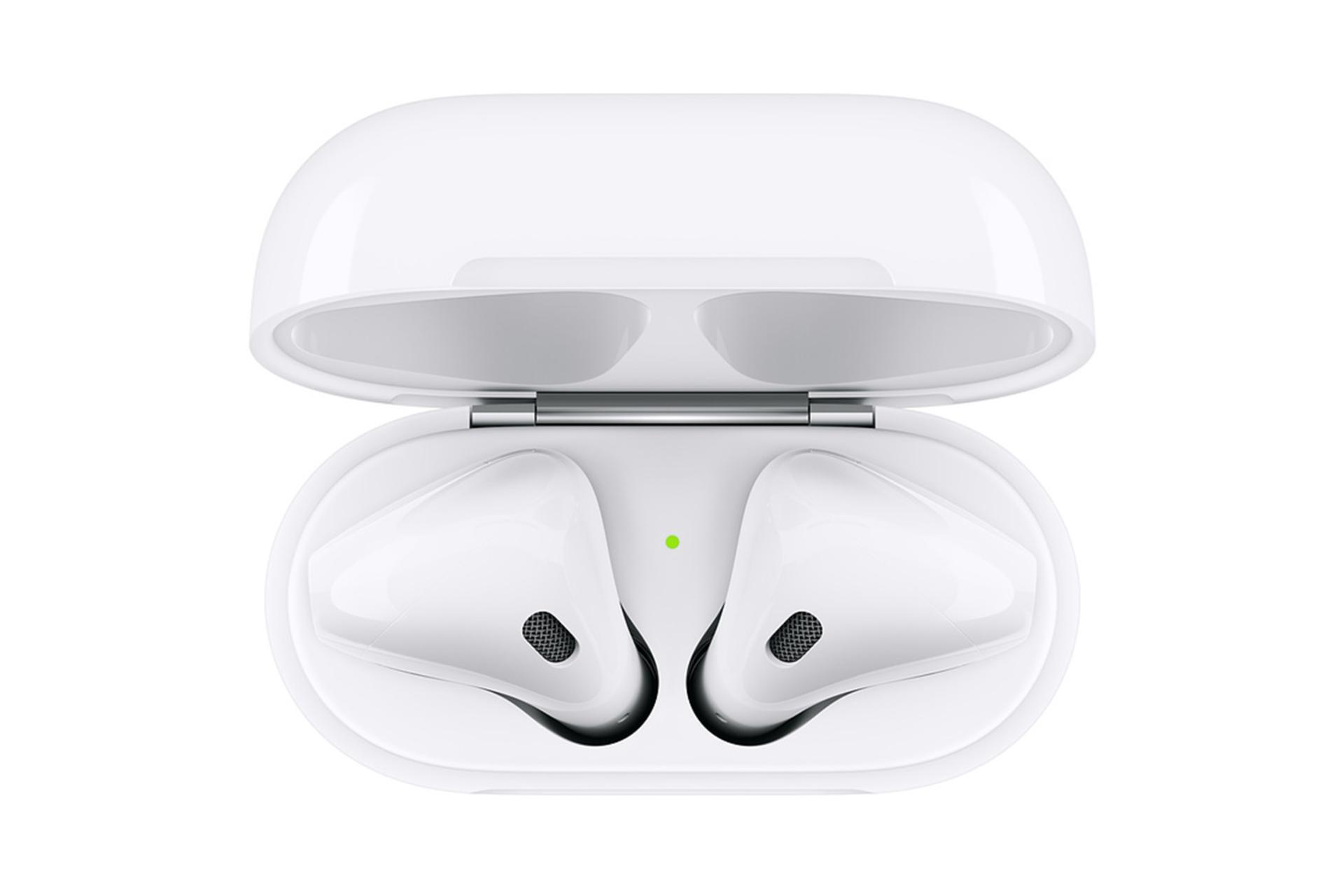 نمای بالا اپل ایرپادز نسل دوم / Apple AirPods 2nd Gen در درون کیس شارژ