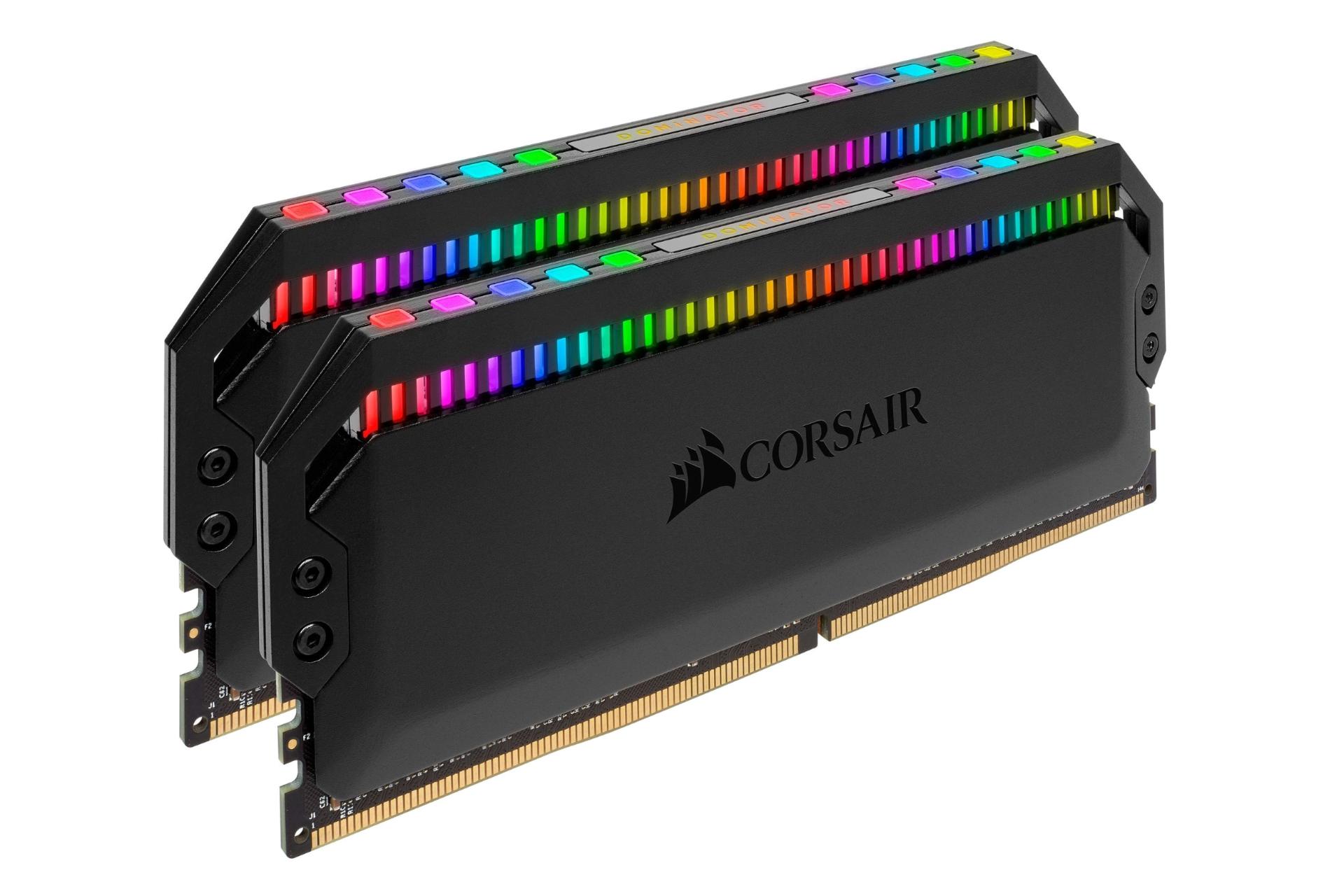 نمای چپ رم کورسیر DOMINATOR PLATINUM RGB ظرفیت 64 گیگابایت (2x32) از نوع DDR4-3200 مشکی