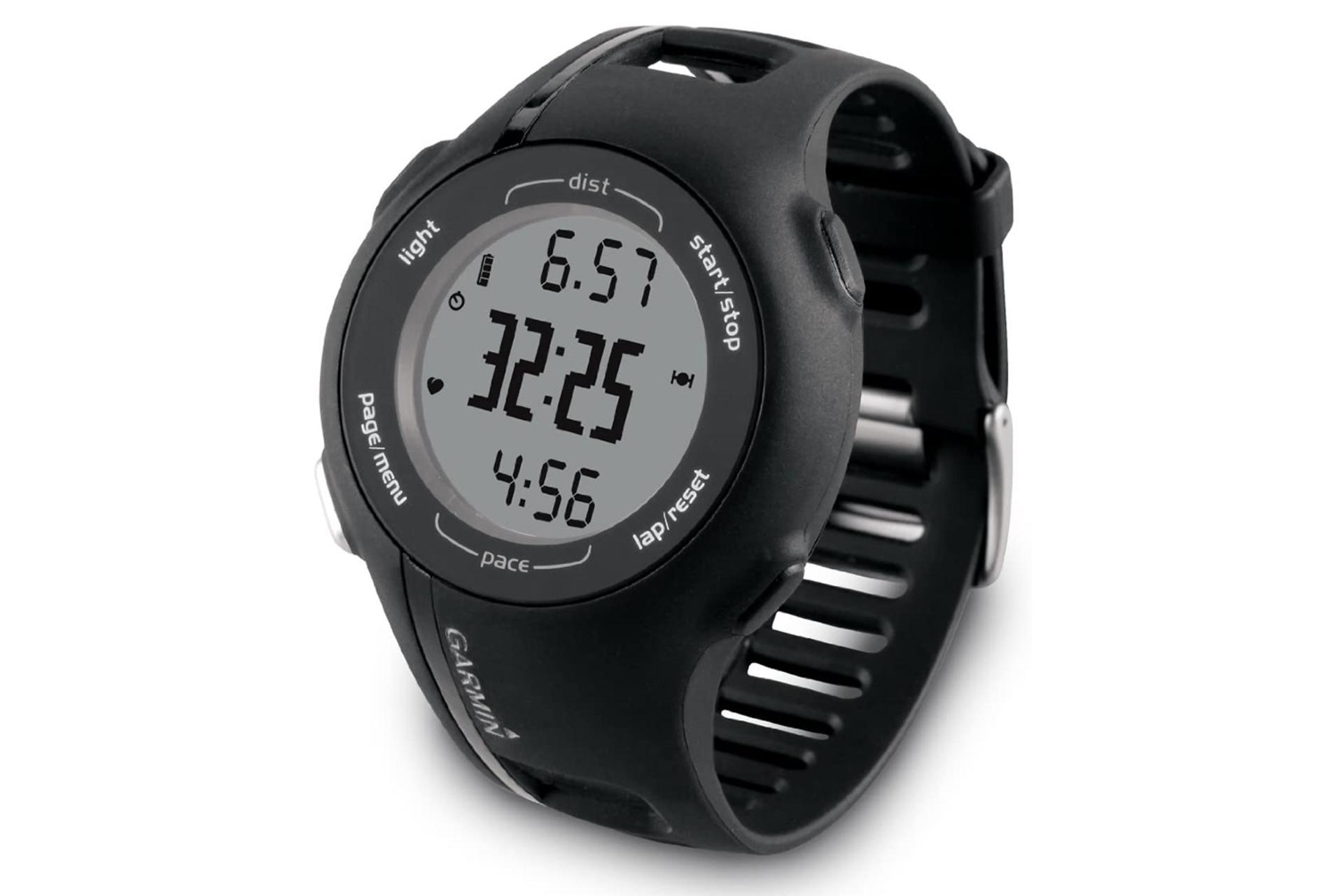 نمای نیمرخ راست ساعت هوشمند گارمین Forerunner 210 رنگ مشکی