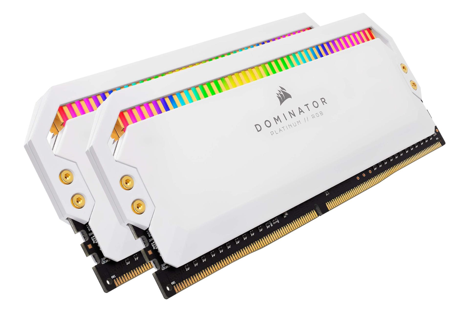 نمای جانبی رم کورسیر DOMINATOR PLATINUM RGB ظرفیت 64 گیگابایت (2x32) از نوع DDR4-3200 سفید