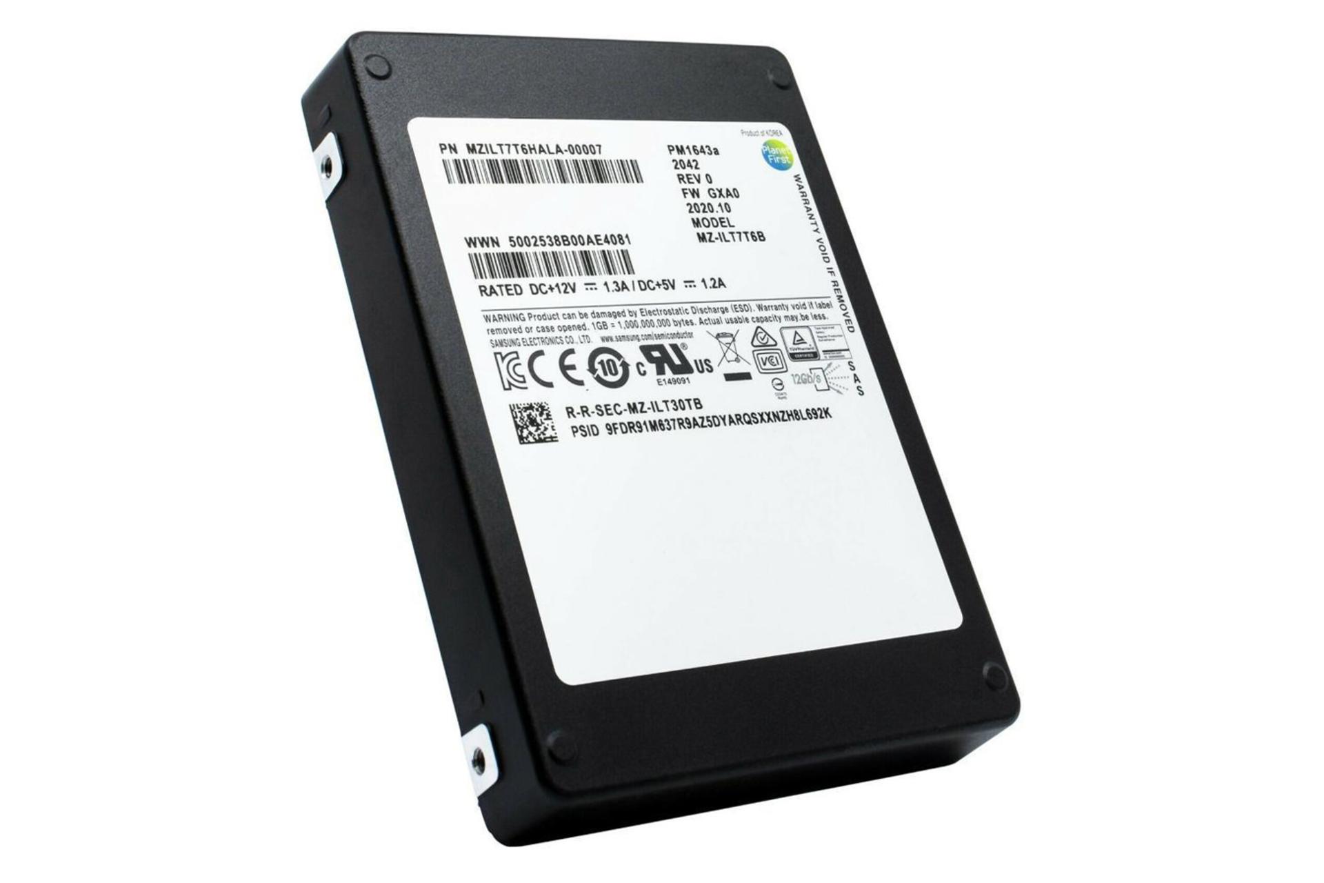 نمای جانبی SSD سامسونگ PM1643 SAS 2.5 Inch