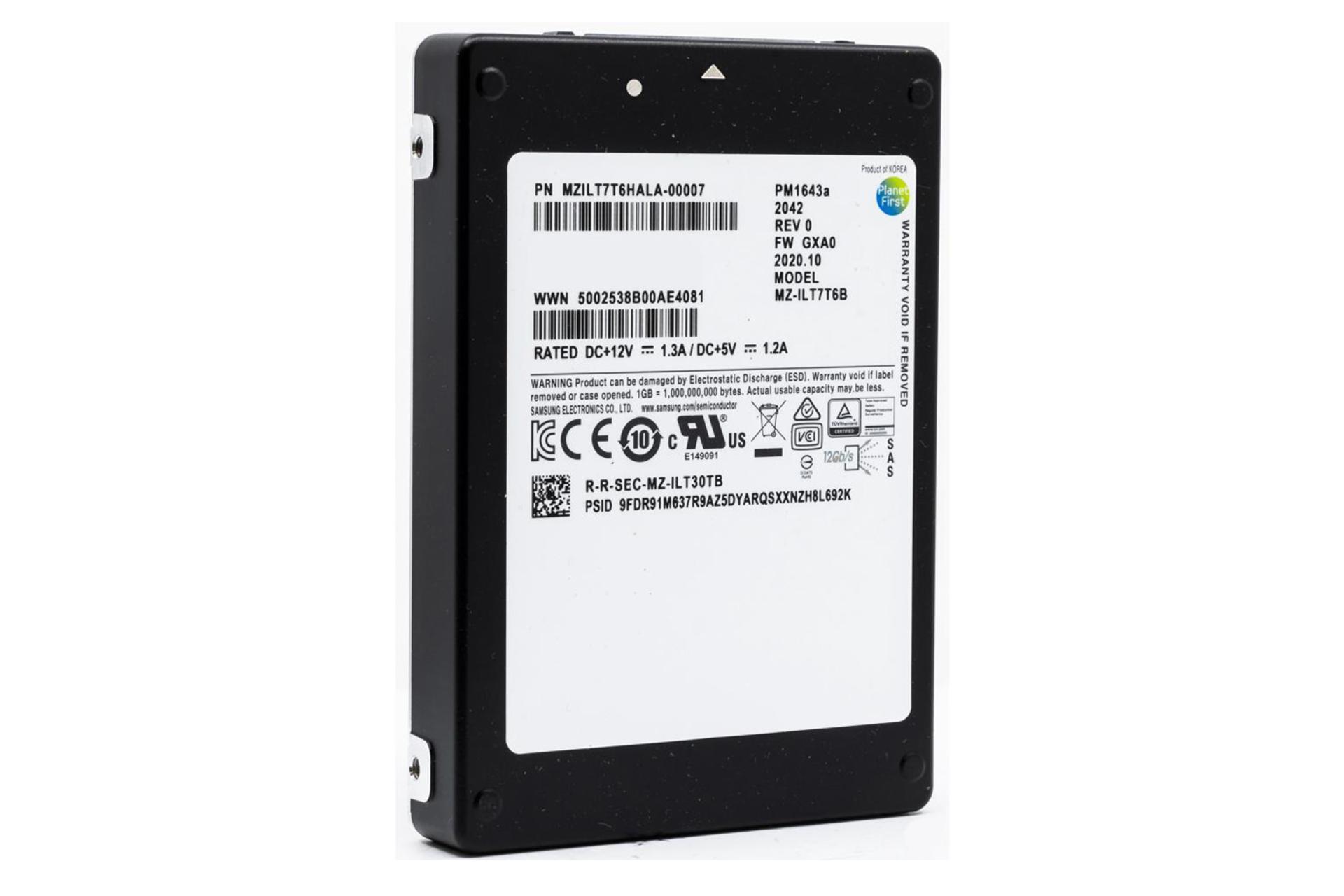 نمای پشت SSD سامسونگ PM1643 SAS 2.5 Inch