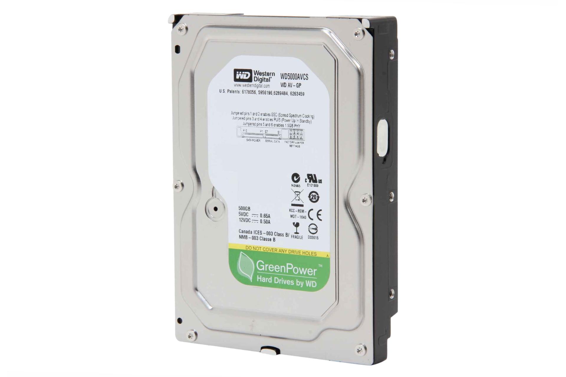 سمت راست هارد دیسک وسترن دیجیتال Western Digital AV-GP WD5000AVCS 3.5 500GB ظرفیت 500 گیگابایت