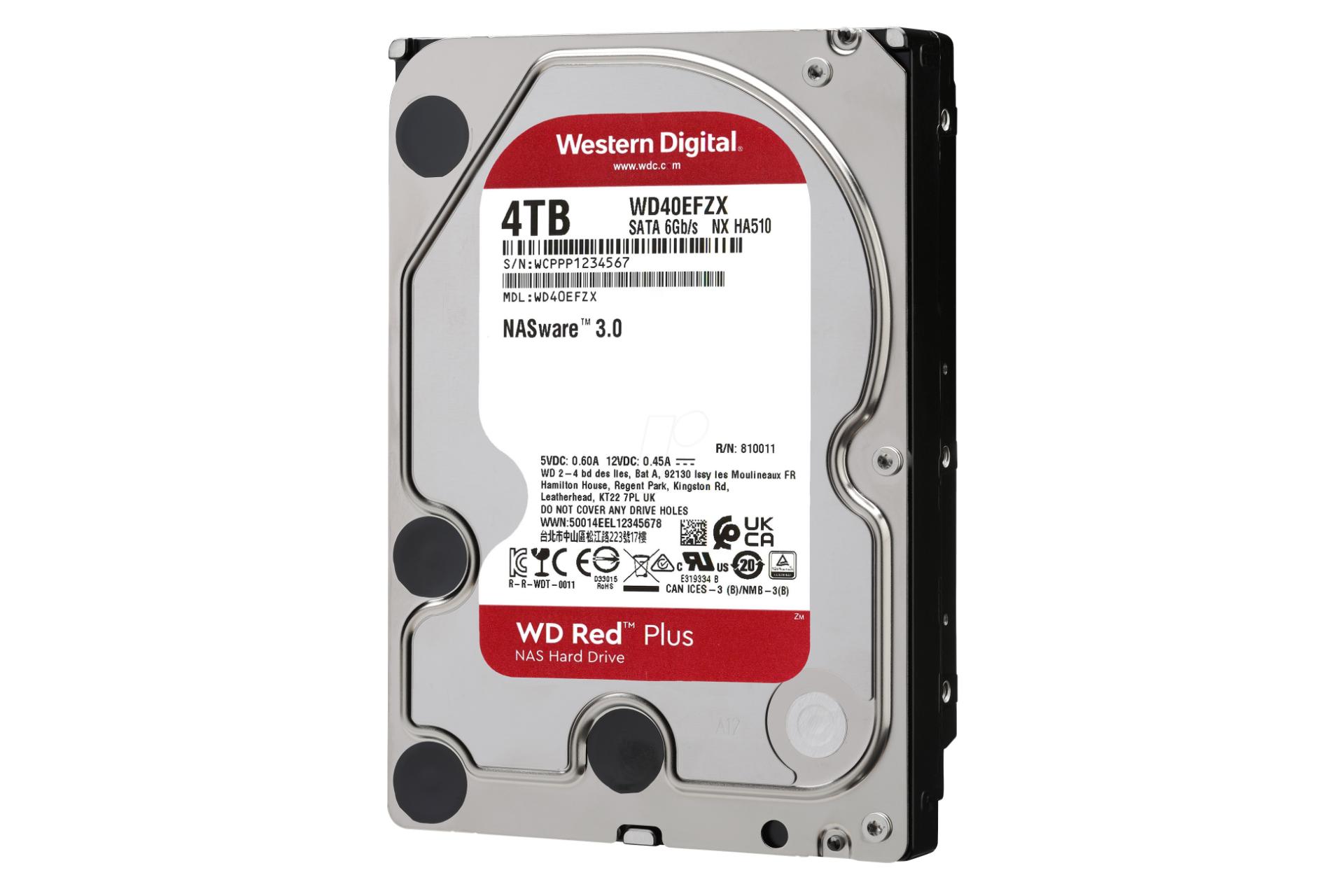 نمای راست هارد دیسک وسترن دیجیتال Western Digital Red Plus WD40EFZX 3.5 Inch 4TB ظرفیت 4 ترابایت