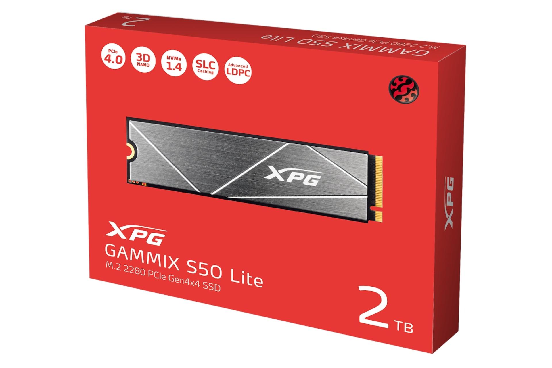 جعبه SSD ای دیتا ADATA XPG GAMMIX S50 Lite NVMe M.2 2TB ظرفیت 2 ترابایت