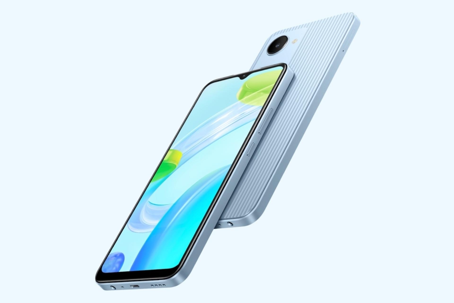 نمای جانبی گوشی موبایل ریلمی Realme C30 آبی