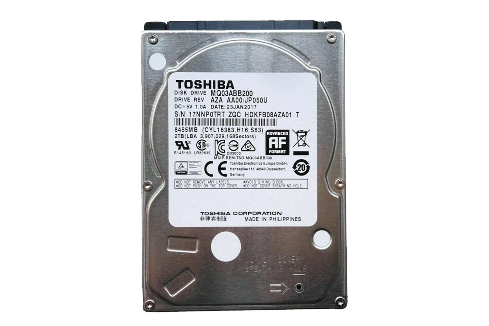 نمای جلو هارد دیسک توشیبا MQ02ABD100H ظرفیت 1 ترابایت