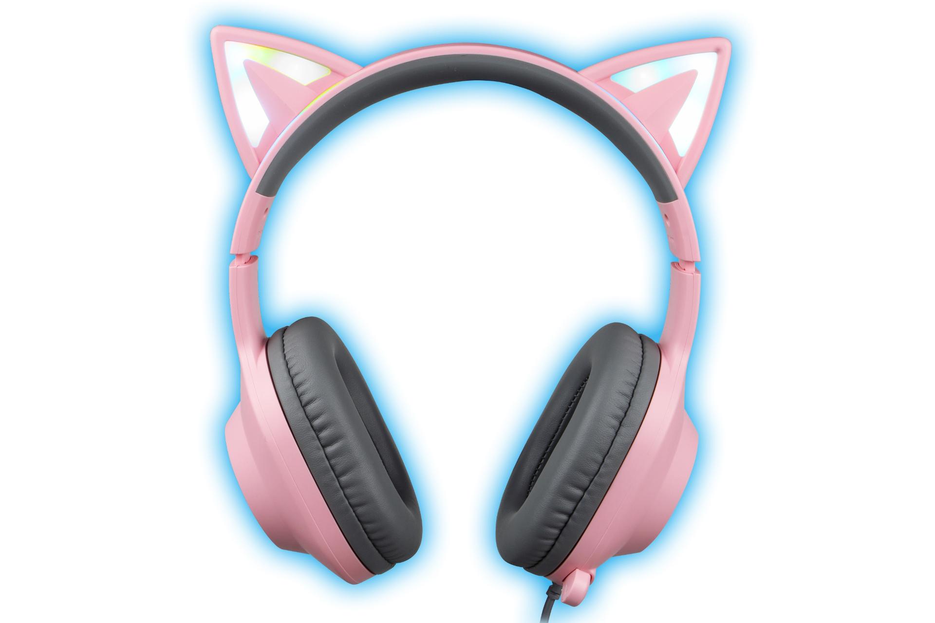 نمای روبرو هدست گیمینگ فاکس ایکس ری FoxXray FXR-BAL-62 ShinyCat صورتی