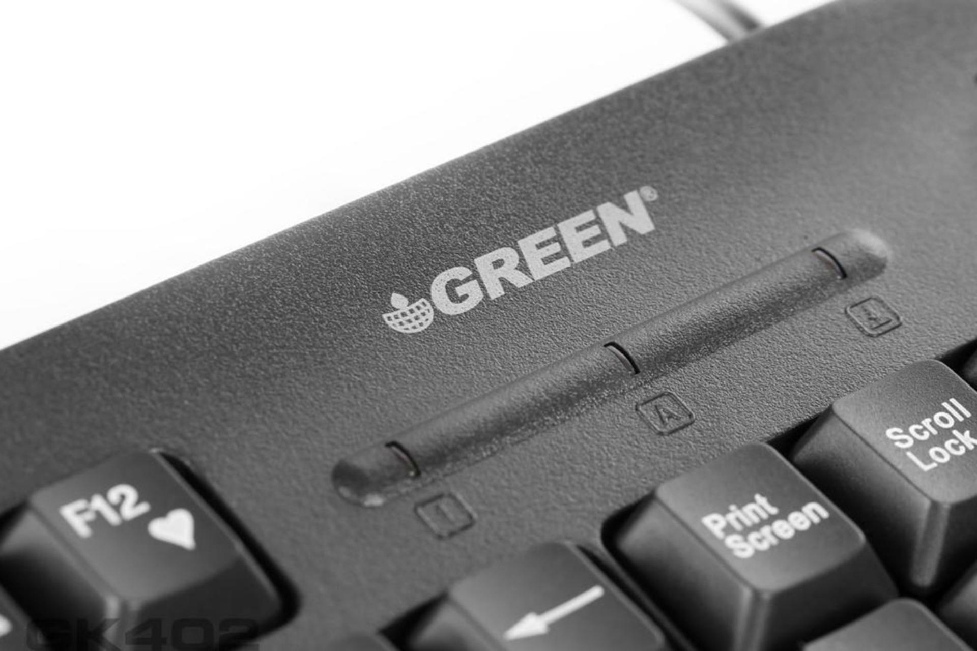 نمای نزدیک از لوگو کیبورد گرین GK402