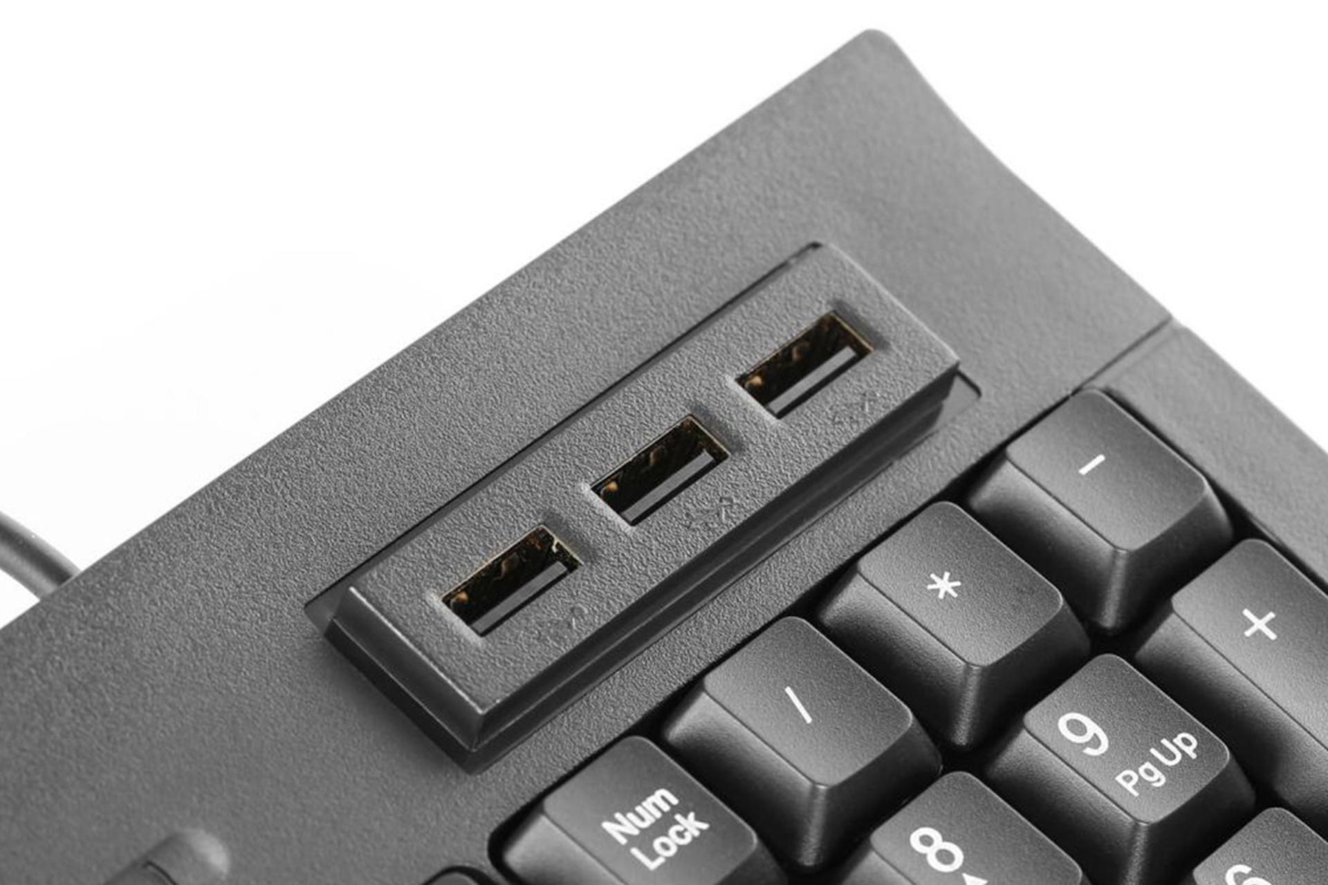 نمای نزدیک از هاب USB کیبورد گرین GK402