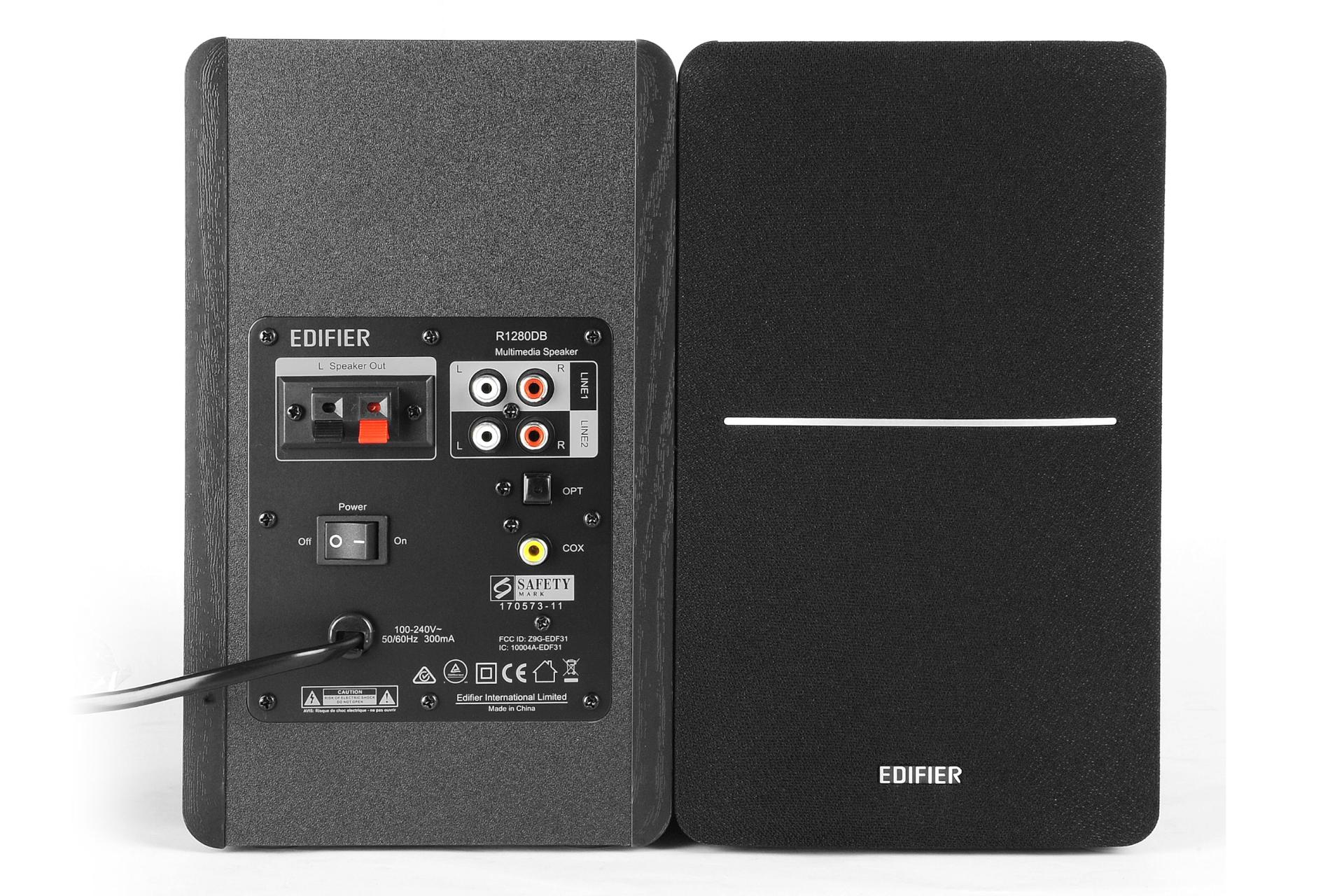 نمای جلو و پشت اسپیکر ادیفایر Edifier R1280DB مشکی