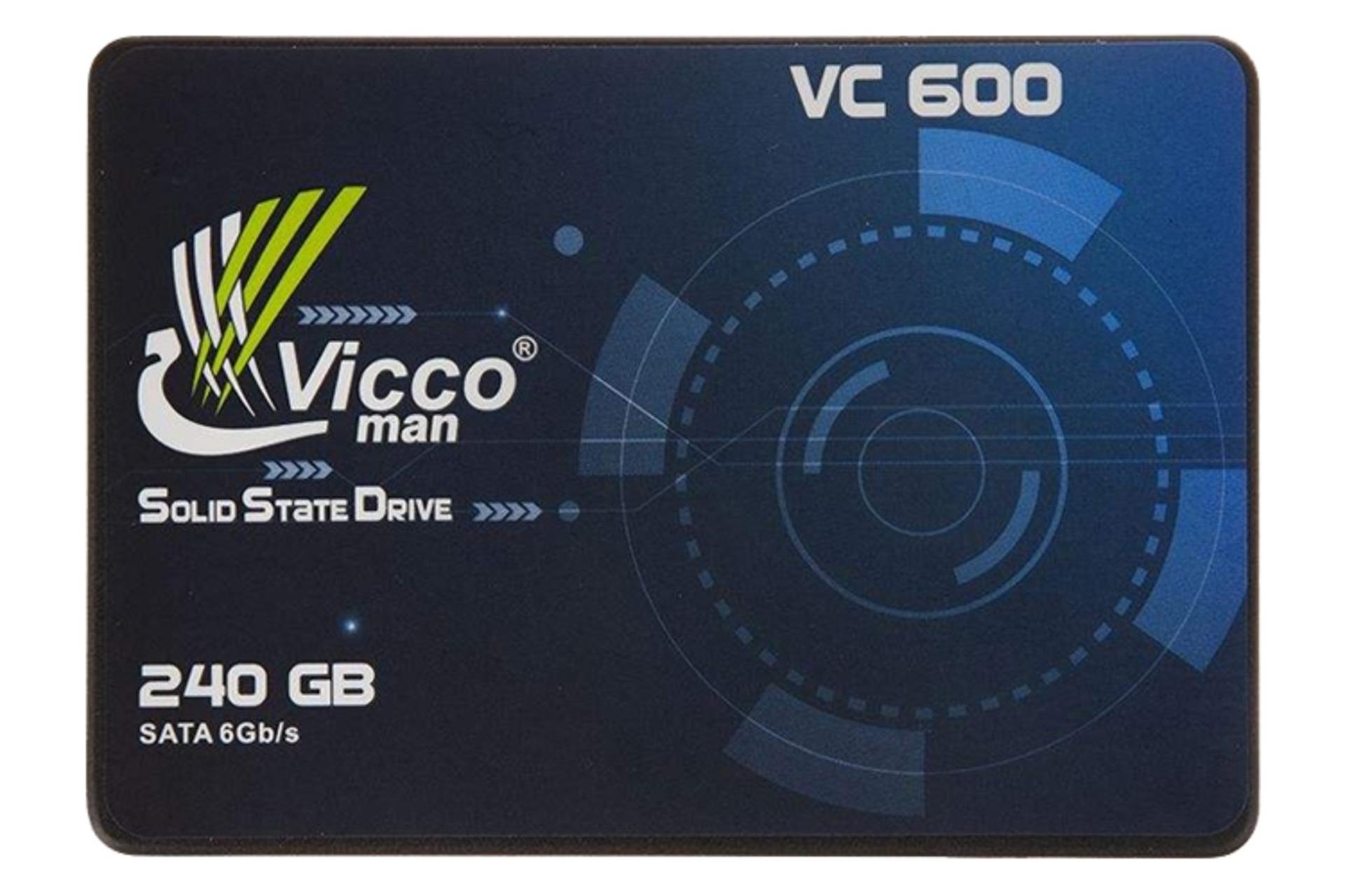 نمای روبرو SSD ویکومن Viccoman VC600 SATA 2.5 Inch 240GB ظرفیت 240 گیگابایت