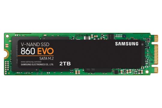 نمای روبرو SSD سامسونگ Samsung 860 EVO SATA M.2 2TB ظرفیت 2 ترابایت