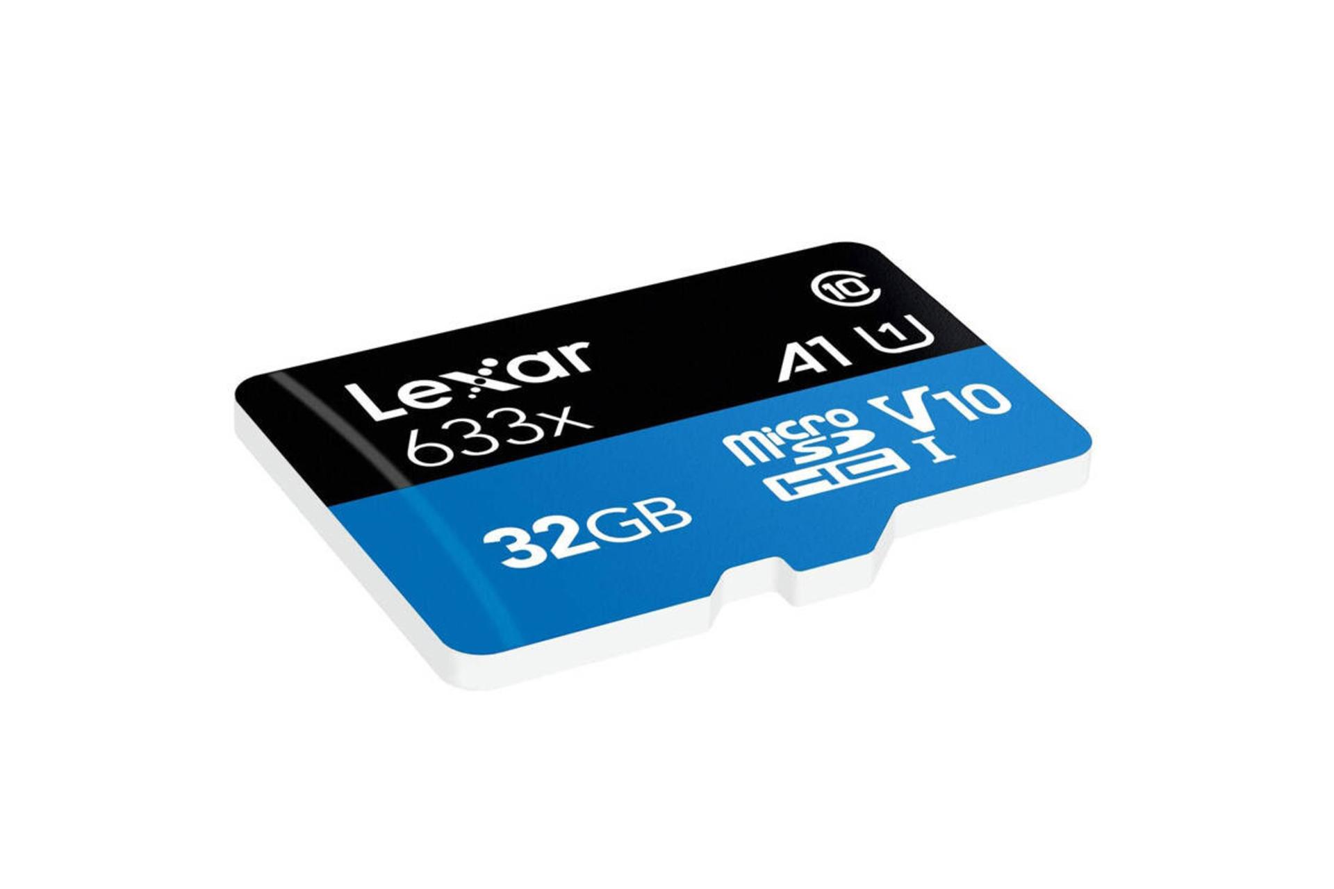 نمای جانبی کارت حافظه لکسار microSDHC با ظرفیت 32 گیگابایت مدل BLUE Series کلاس 10