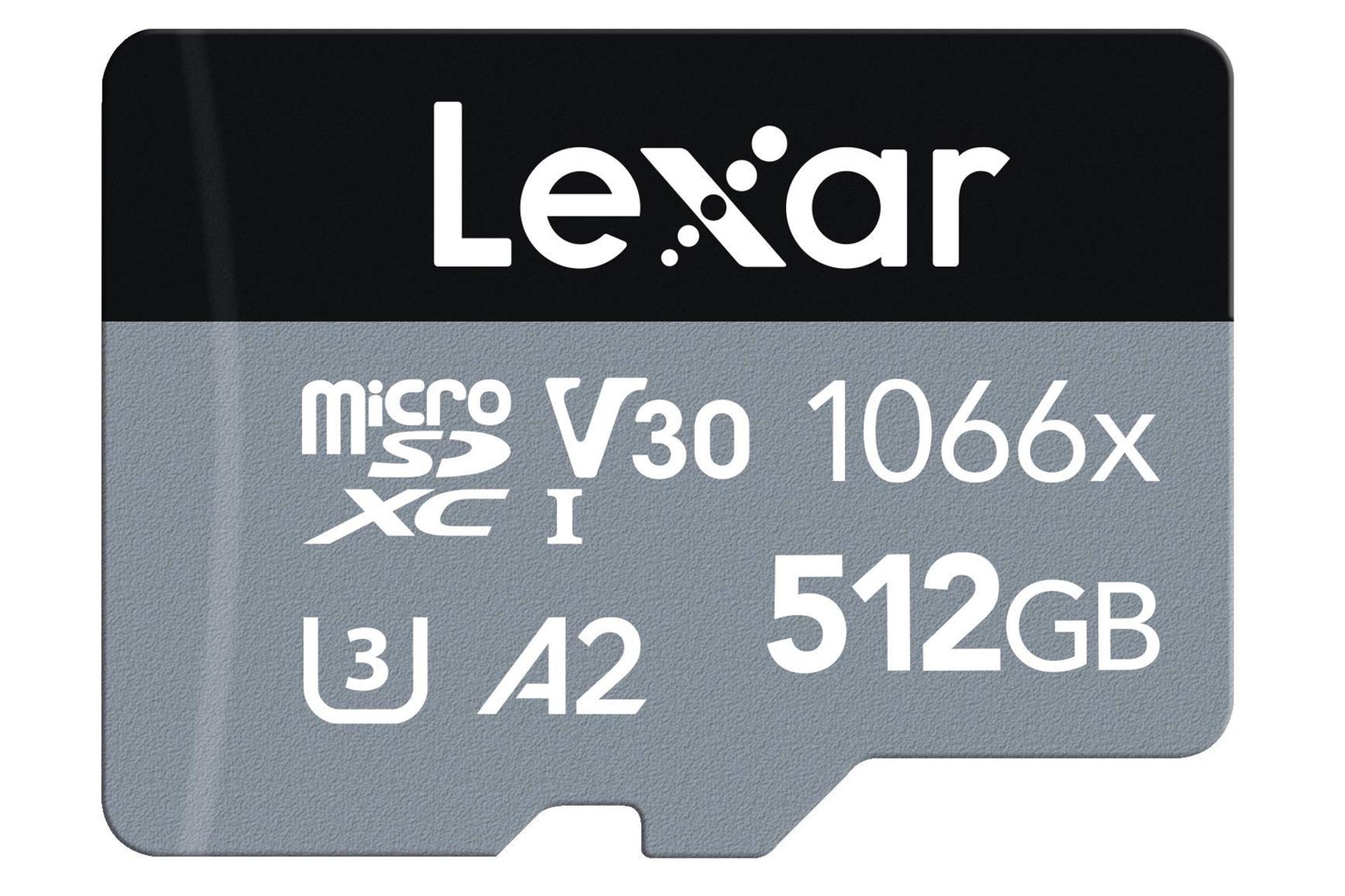 کارت حافظه لکسار microSDXC با ظرفیت 512 گیگابایت مدل Professional SILVER V30 A2