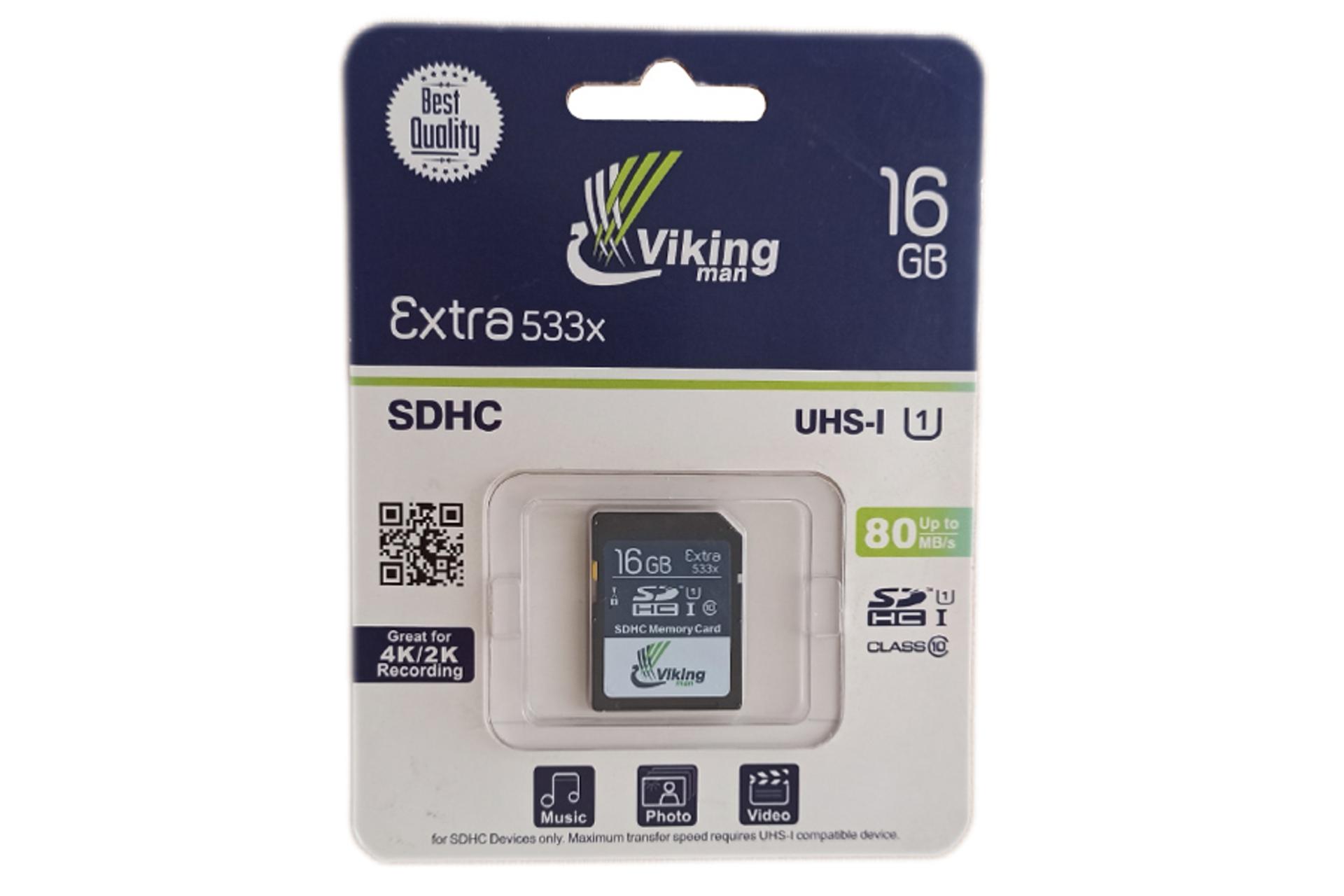 جعبه کارت حافظه وایکینگ من microSDHC با ظرفیت 16 گیگابایت مدل Extra کلاس 10