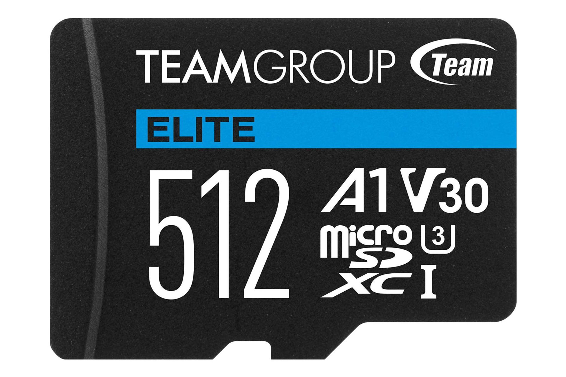 نمای روبرو کارت حافظه تیم گروپ microSDXC ظرفیت 512 گیگابایت مدل Elite V30 A1 کلاس 10