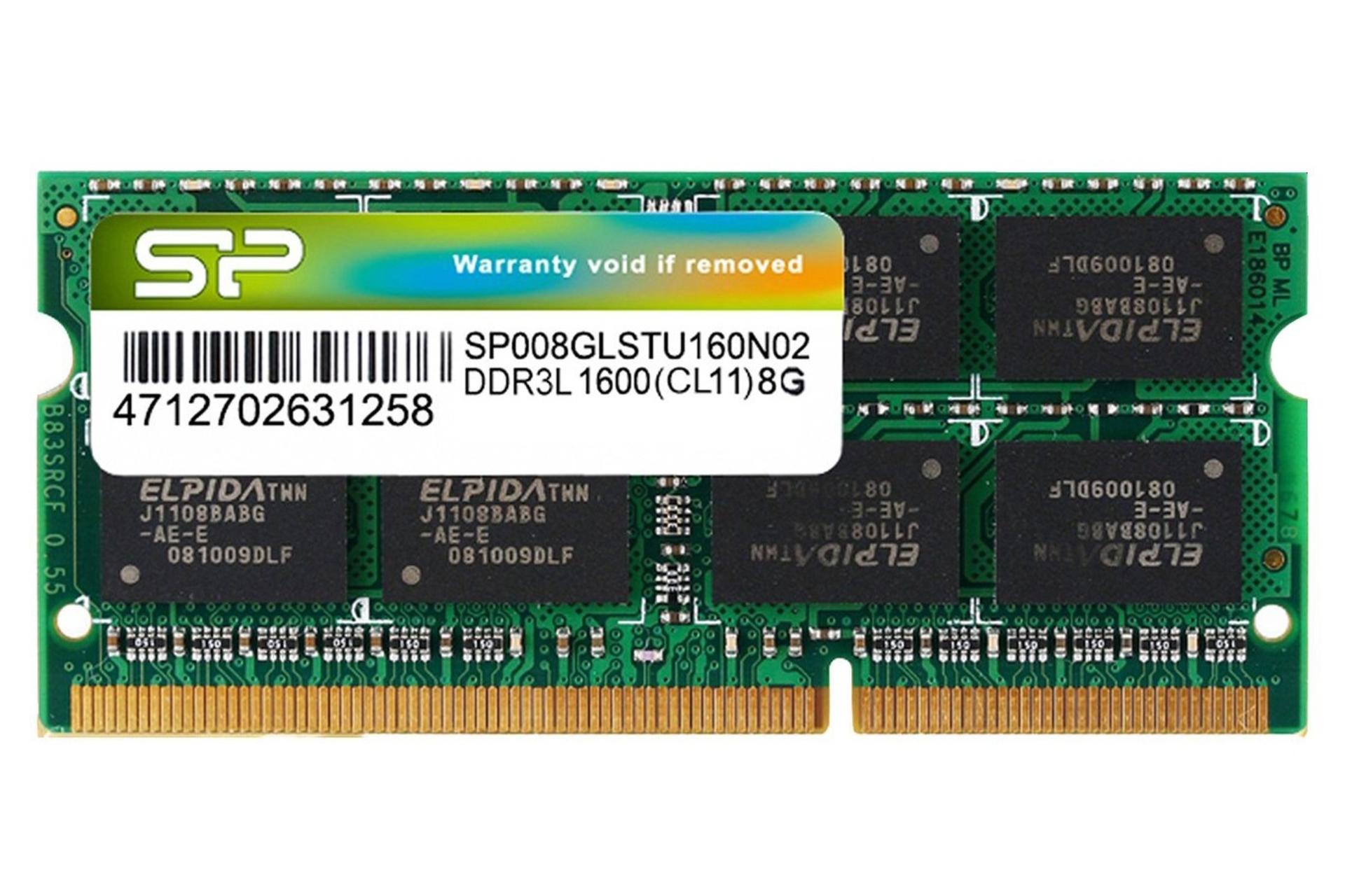 رم سیلیکون پاور SP008GLSTU160N02 ظرفیت 8 گیگابایت از نوع DDR3L-1600