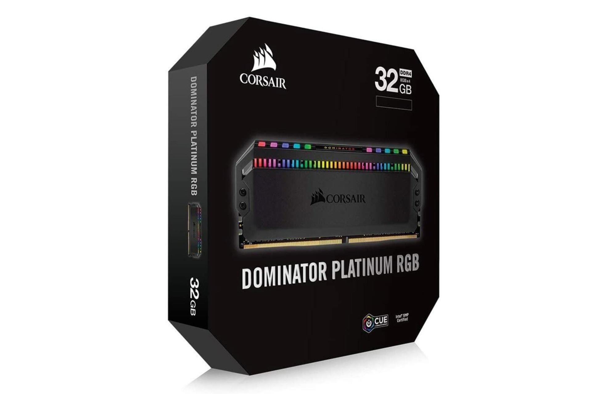 نمای جعبه رم کورسیر DOMINATOR PLATINUM RGB ظرفیت 32 گیگابایت (4x8) از نوع DDR4-3600
