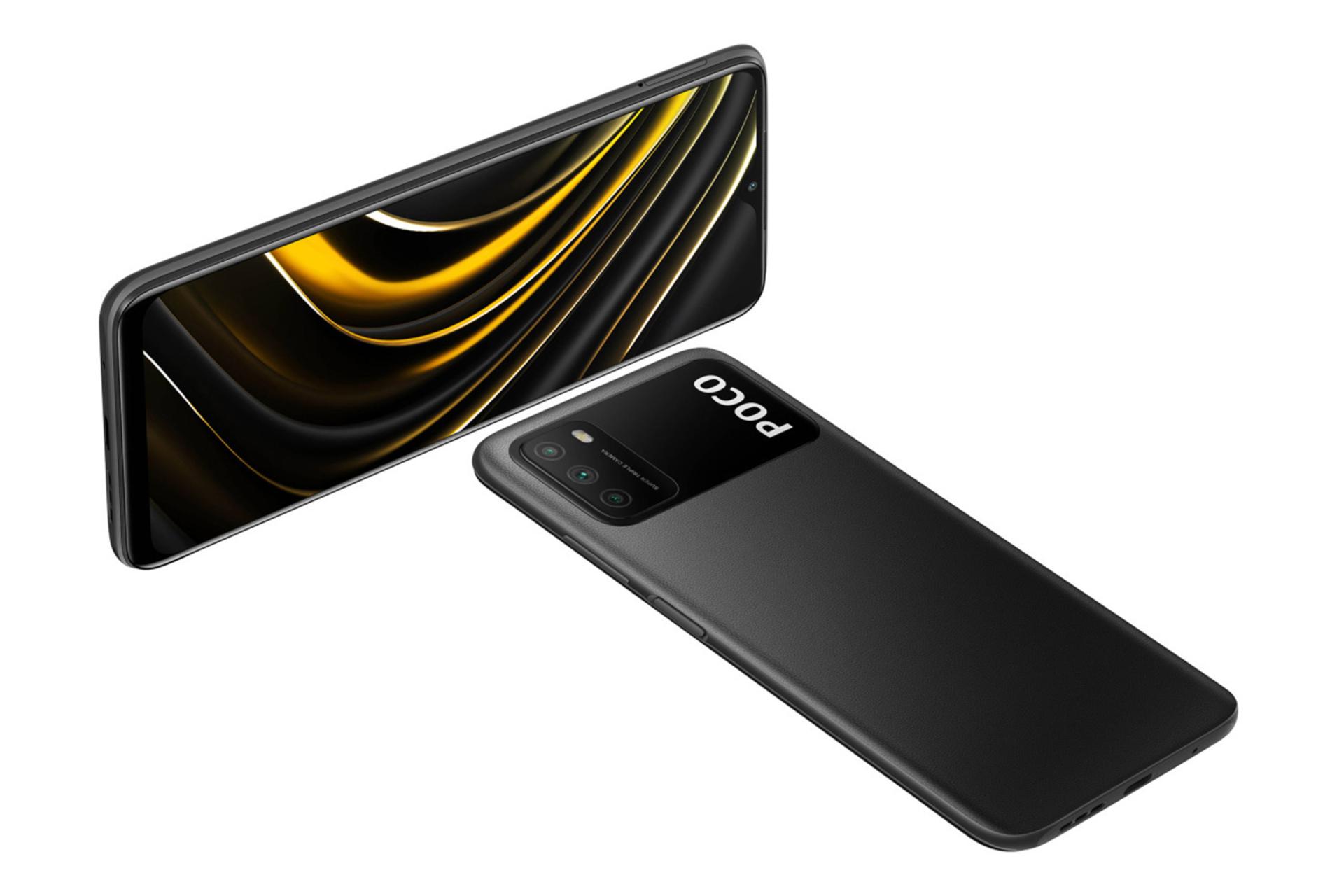 گوشی شیائومی پوکو ام 3 در حالت قرار گرفته روی سطح