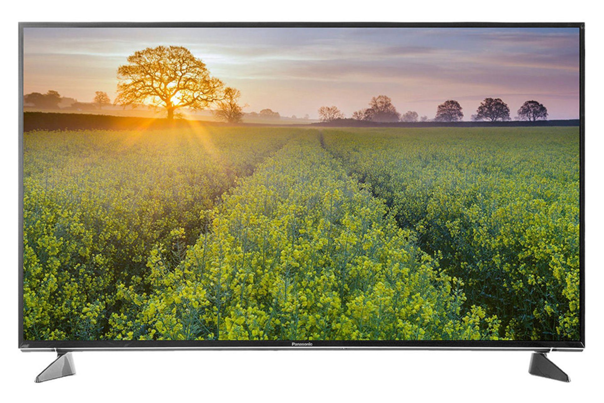 نمای جلو تلویزیون پاناسونیک EX600R مدل 43 اینچ با صفحه روشن