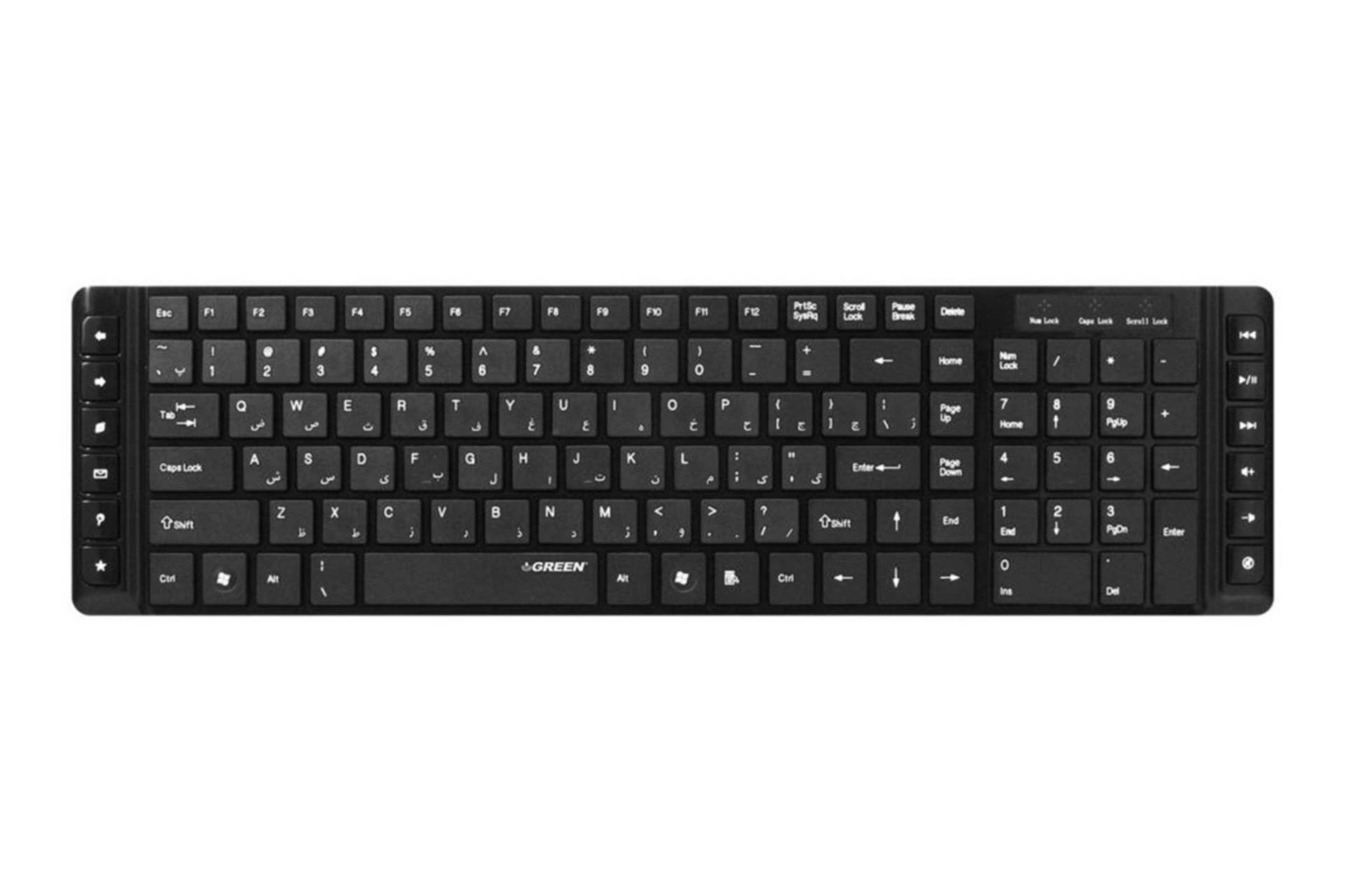 نمای بالا کیبورد گرین GK301 رنگ مشکی