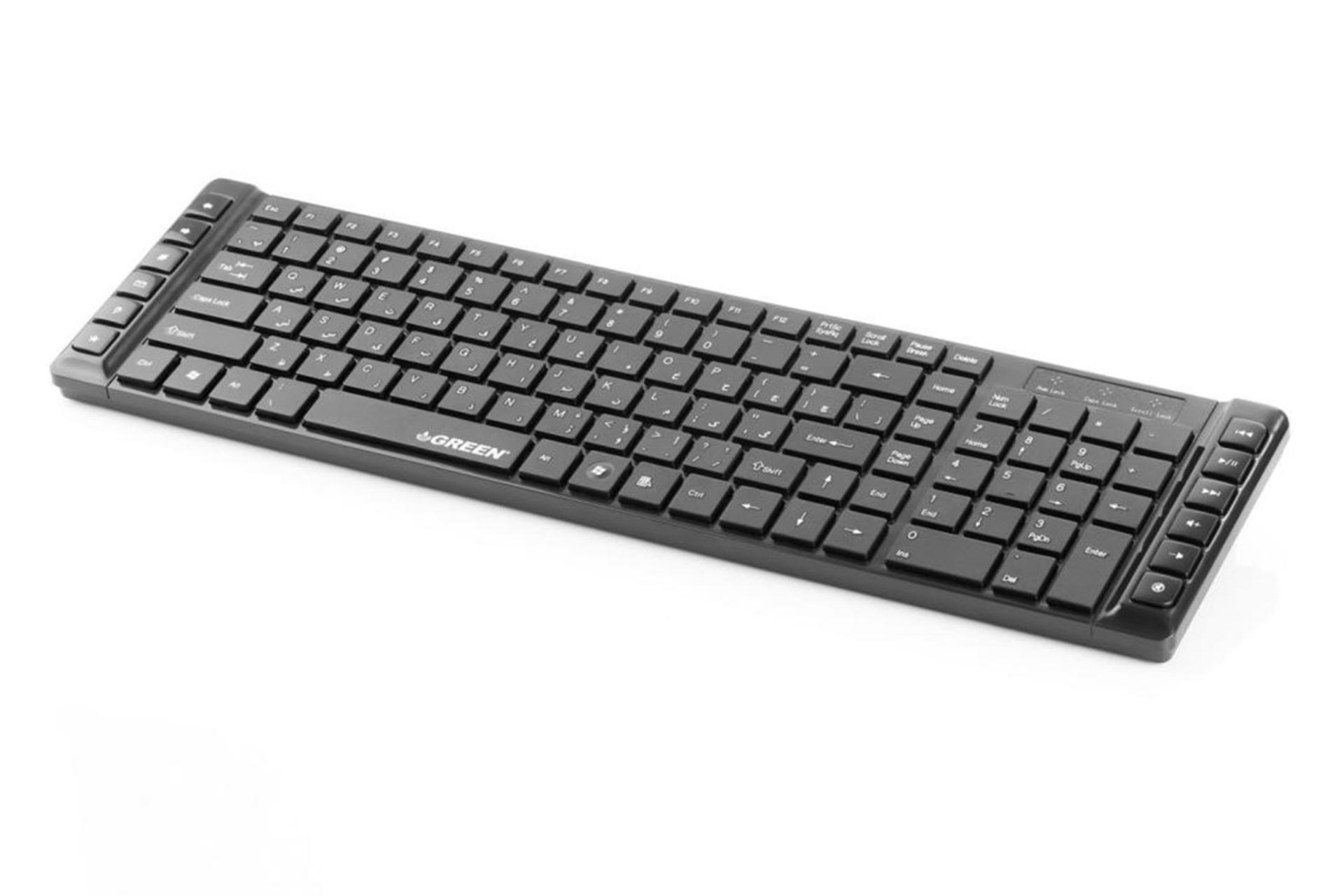نمای نیمرخ کیبورد گرین GK301 رنگ مشکی