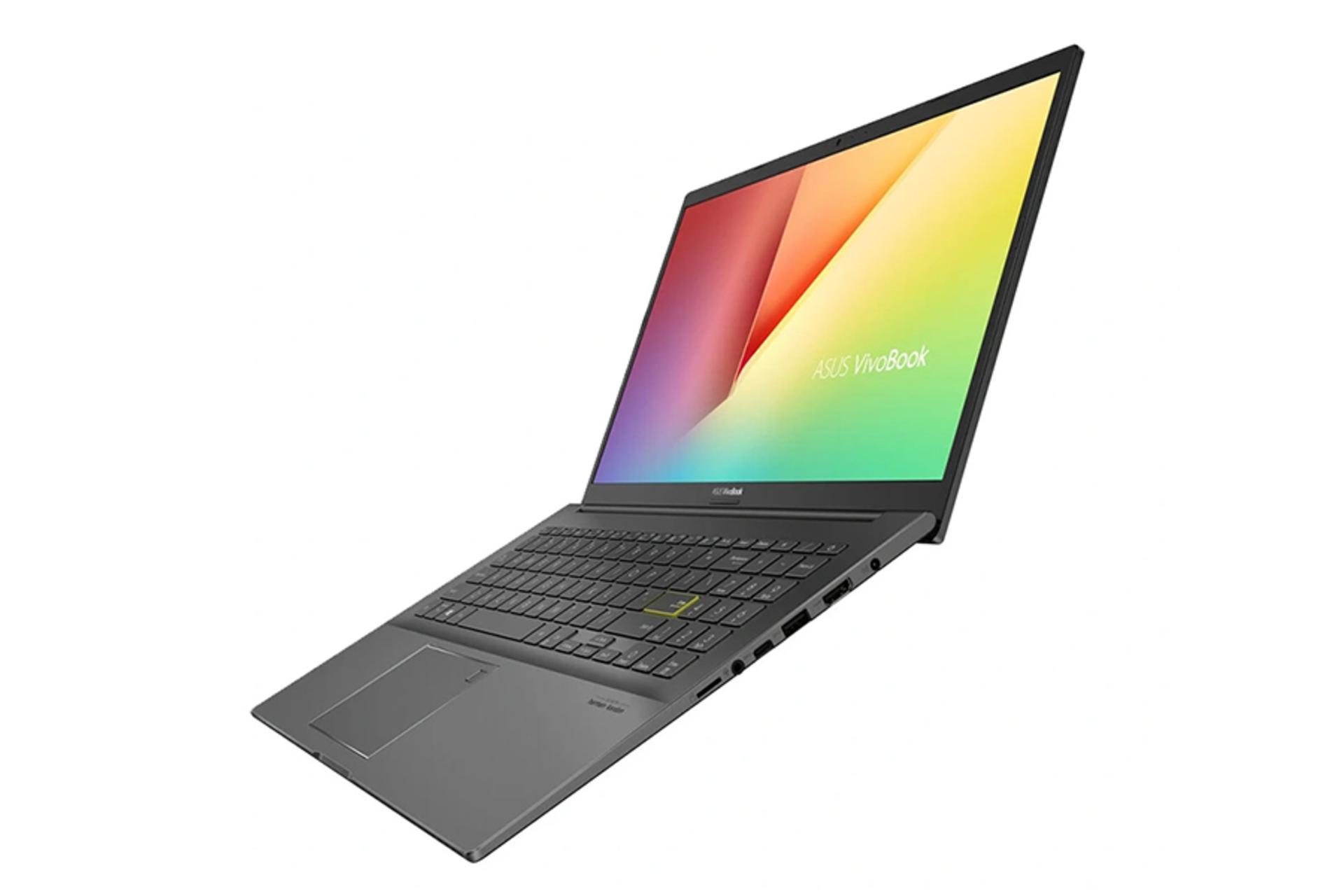 نمای کنار لپ تاپ ایسوس ویووبوک S513EQ و نمایش پورت های سمت راست