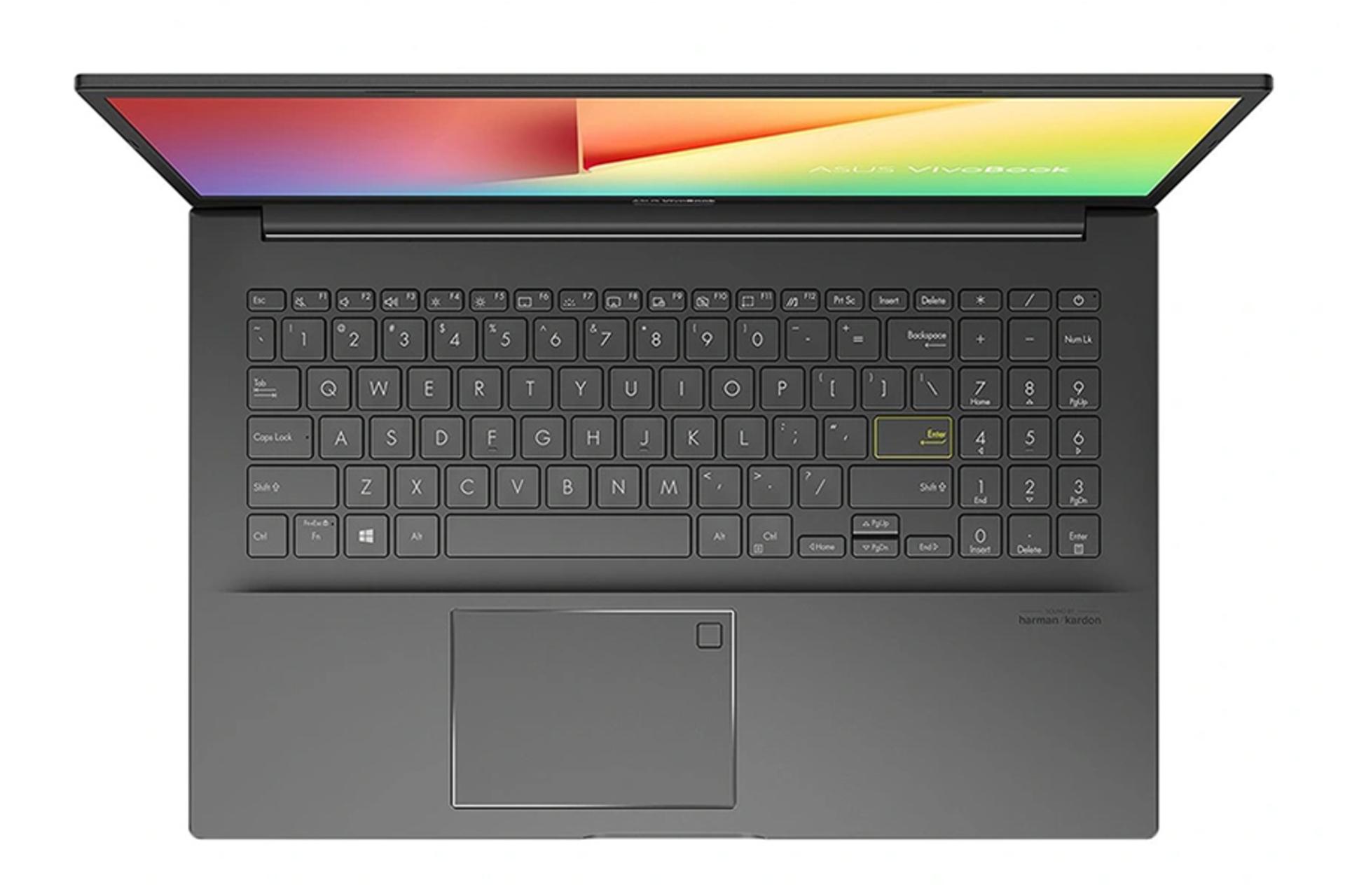 نمای بالا لپ تاپ ایسوس ویووبوک S513EQ رنگ خاکستری