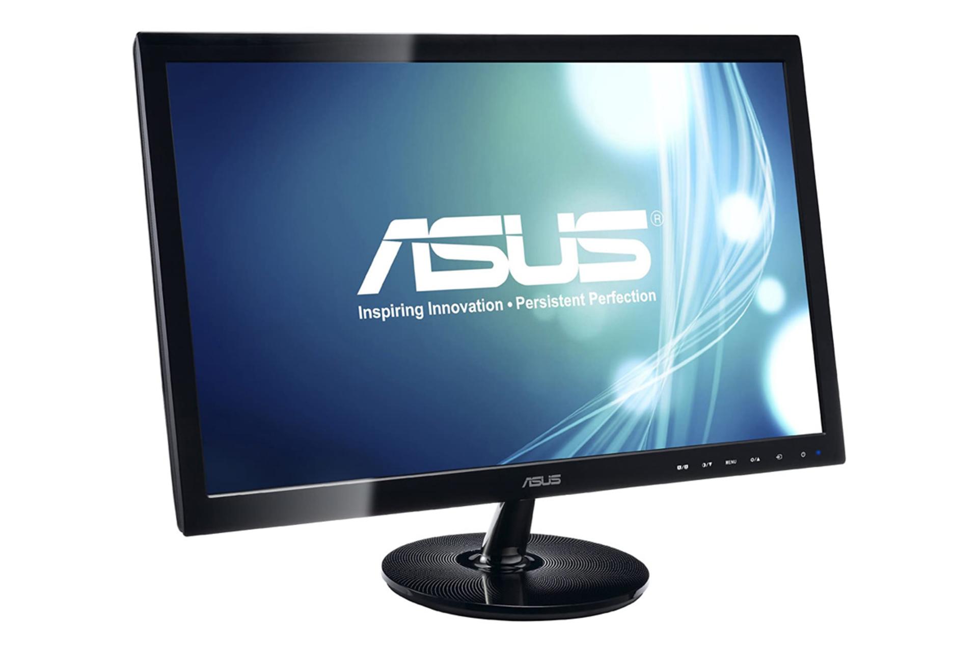 نمای جلو زاویه دار مانیتور ایسوس 21.5 اینچ مدل VS228N رنگ مشکی