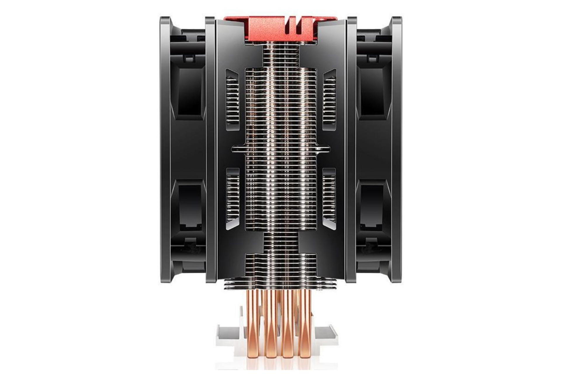 نمای جانبی خنک کننده پردازنده کولر مستر T400 PRO RED