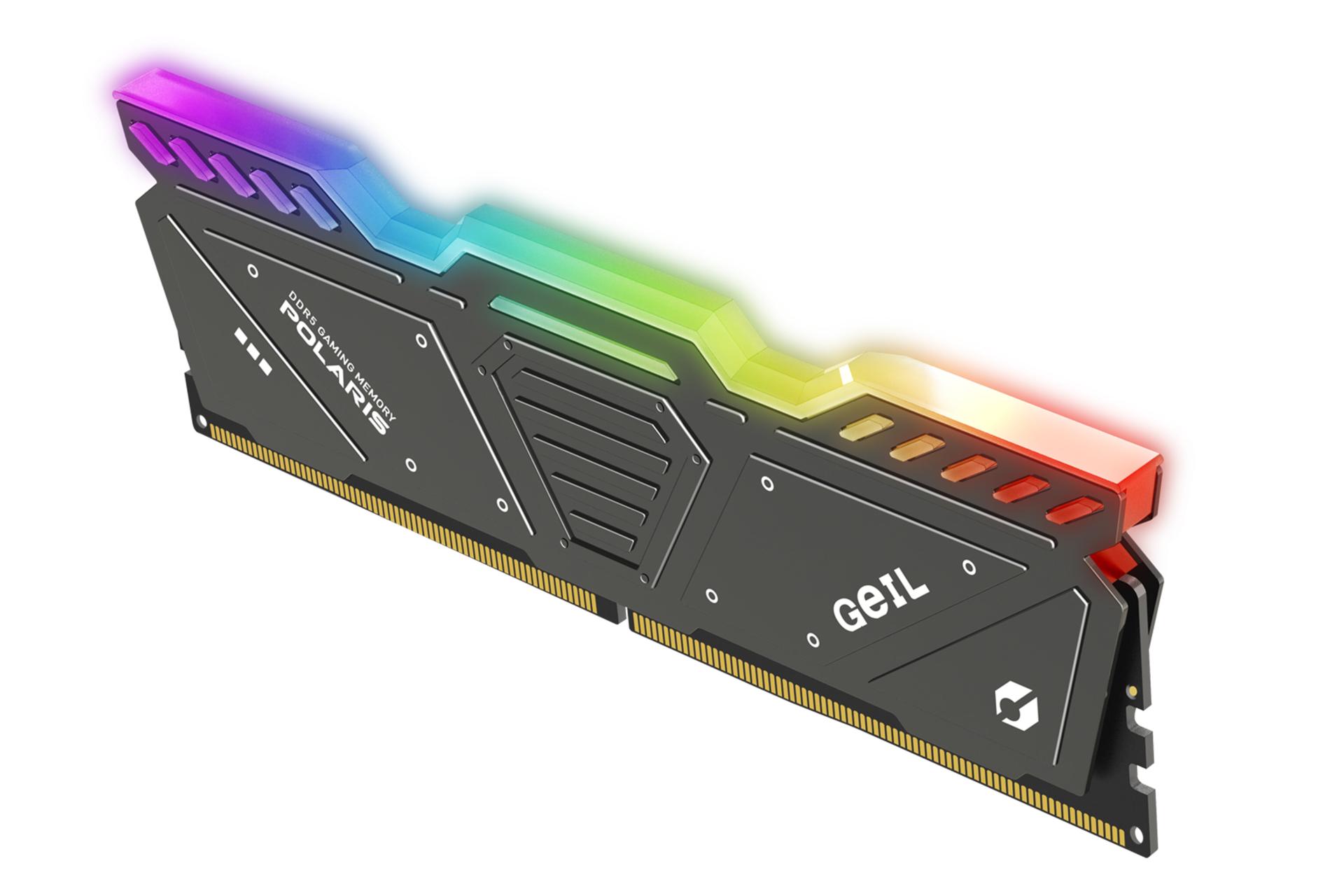 رم گیل Polaris ظرفیت 32 گیگابایت (2x16) از نوع DDR4-4800 نمای جانبی خاکستری