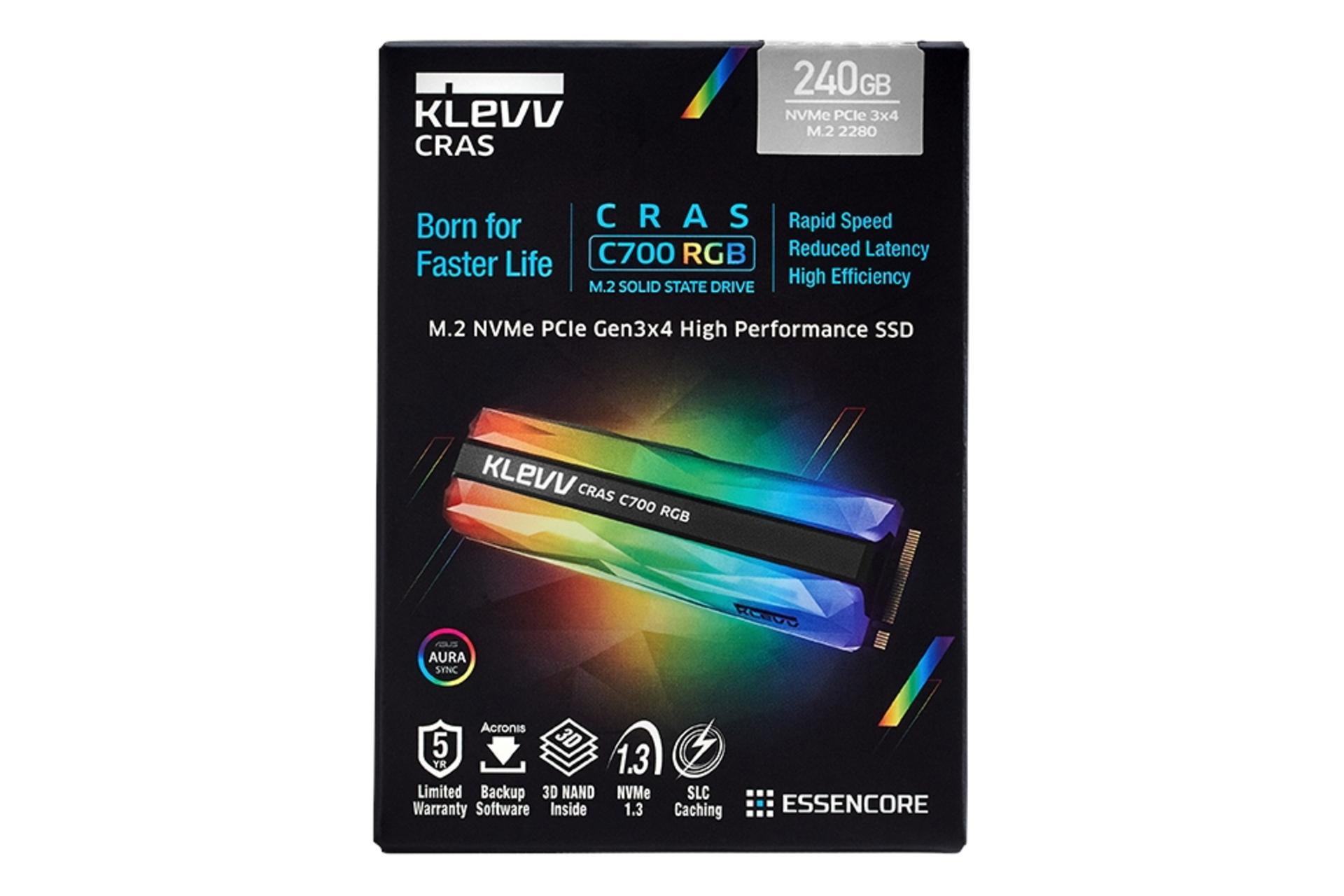 جعبه SSD کلو KLEVV CRAS C700 NVMe M.2 240GB ظرفیت 240 گیگابایت