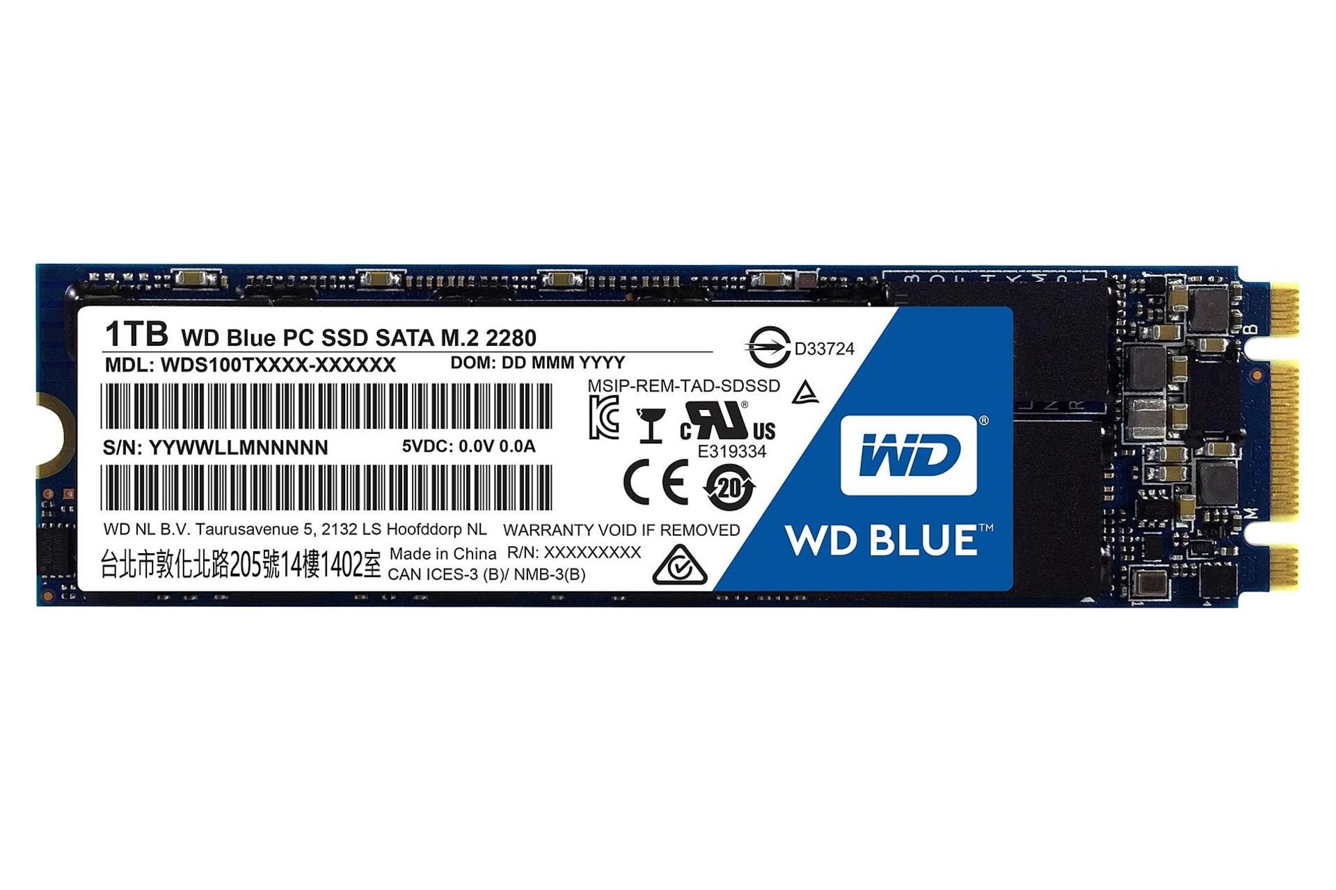 نمای روبرو SSD وسترن دیجیتال Western Digital Blue WDS100T1B0B SATA M.2 1TB ظرفیت 1 ترابایت