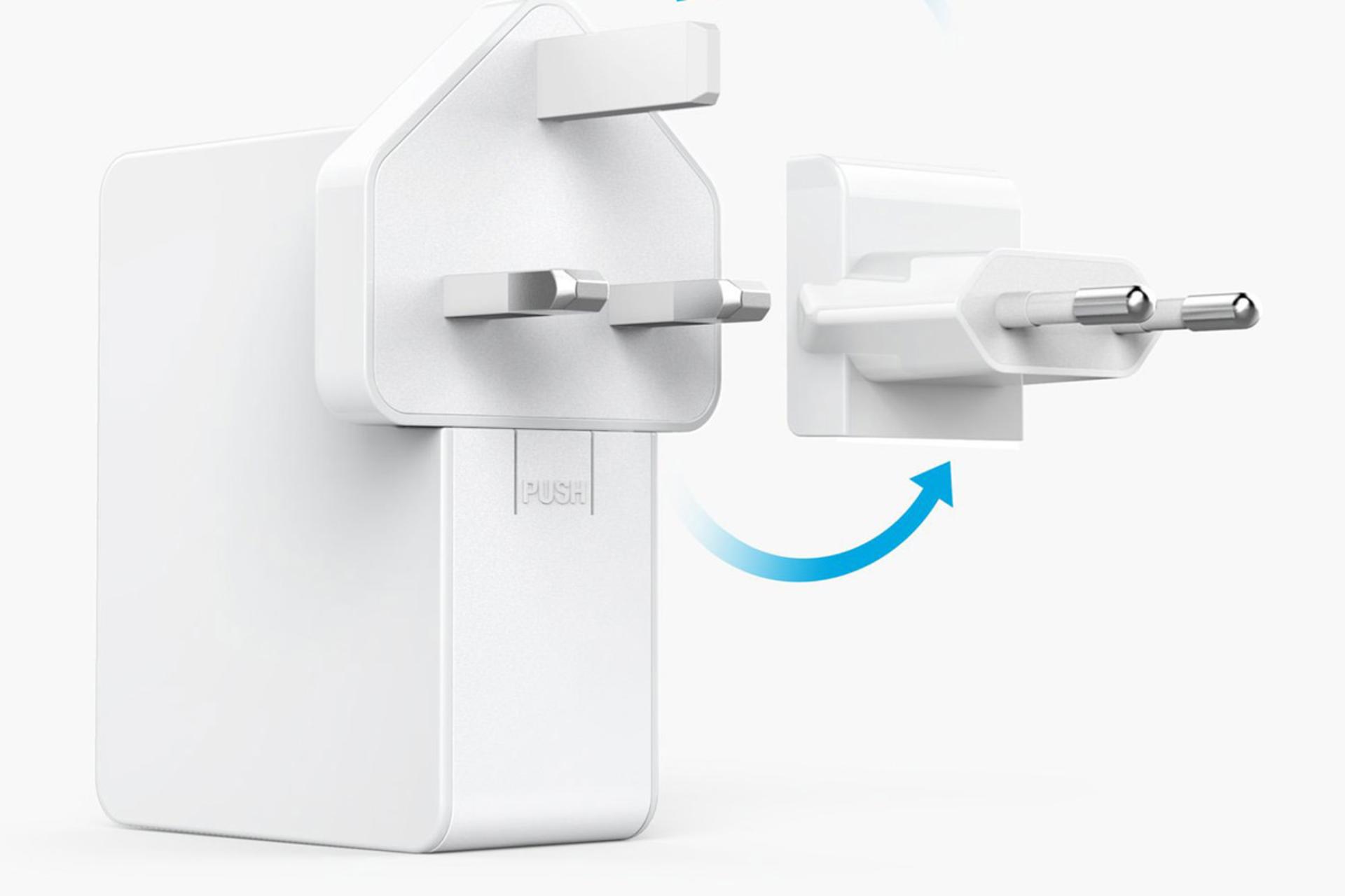 دوشاخه قابل تعویض شارژر انکر PowerPort 4 Lite