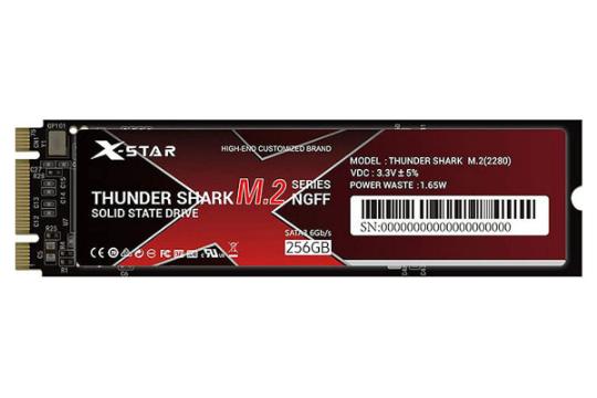 نمای روبرو SSD ایکس استار Thunder Shark NVMe M.2 ظرفیت 256 گیگابایت